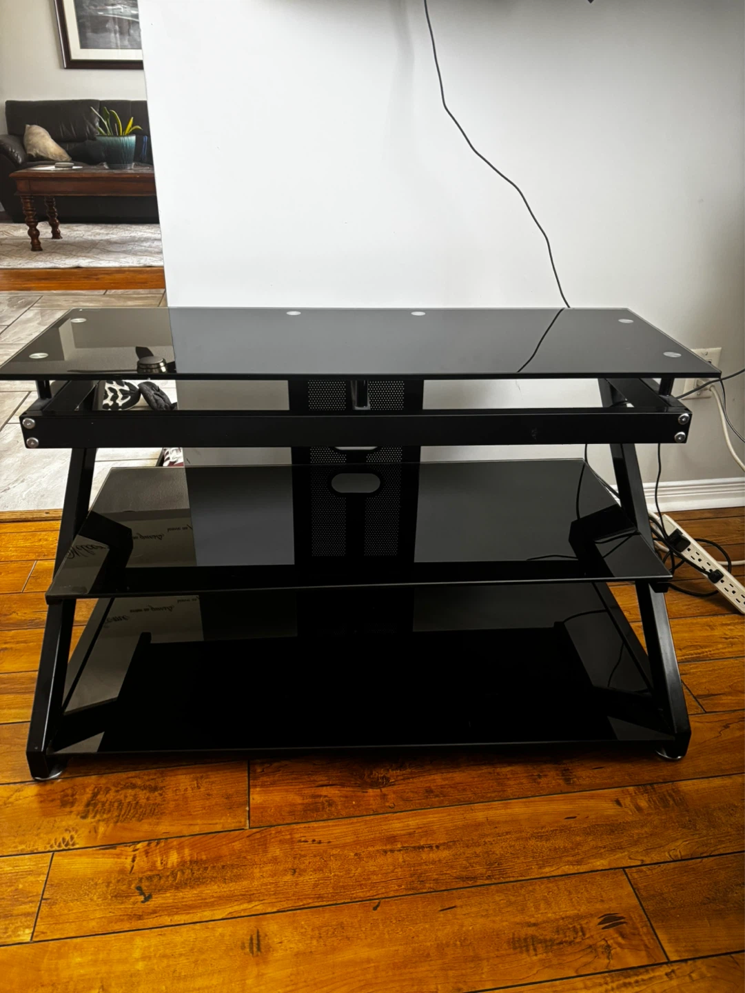 Black Glass 3-Tier TV Stand
