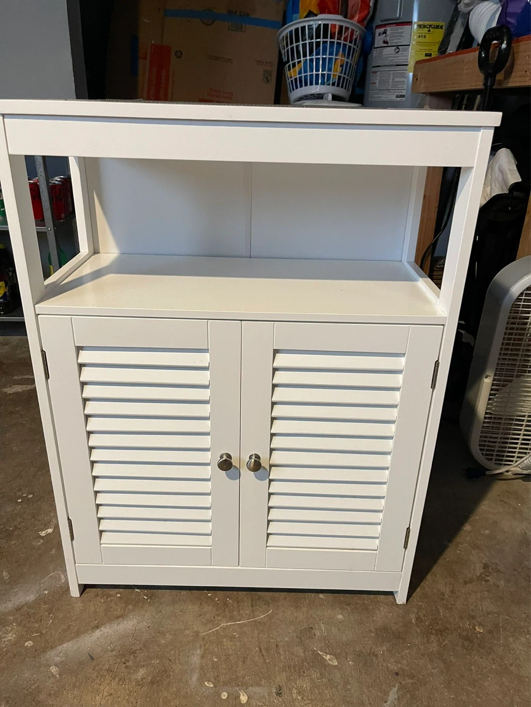 White Storage Cabinet with Double Doors