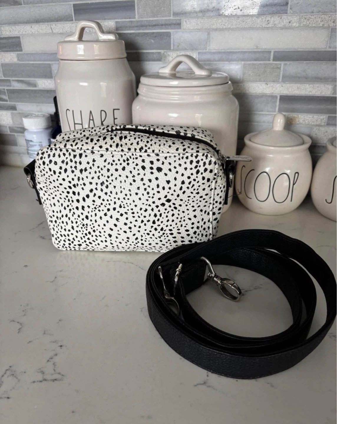 Black and White Dalmation Print Crossbody Bag