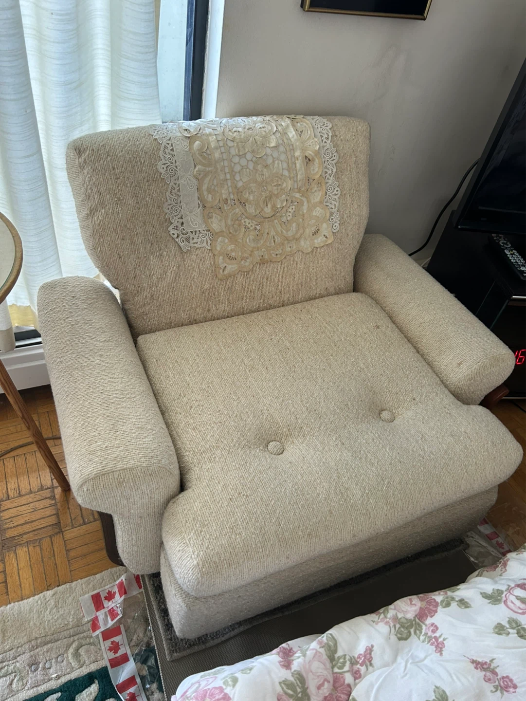 Cream Upholstered Accent Chair