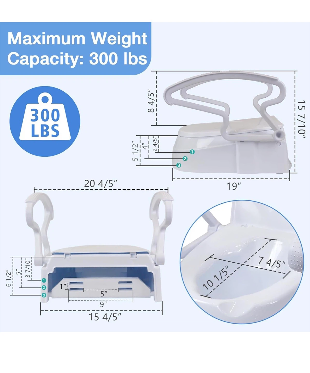 Raised Toilet Seat with Handles R3T - photo 2