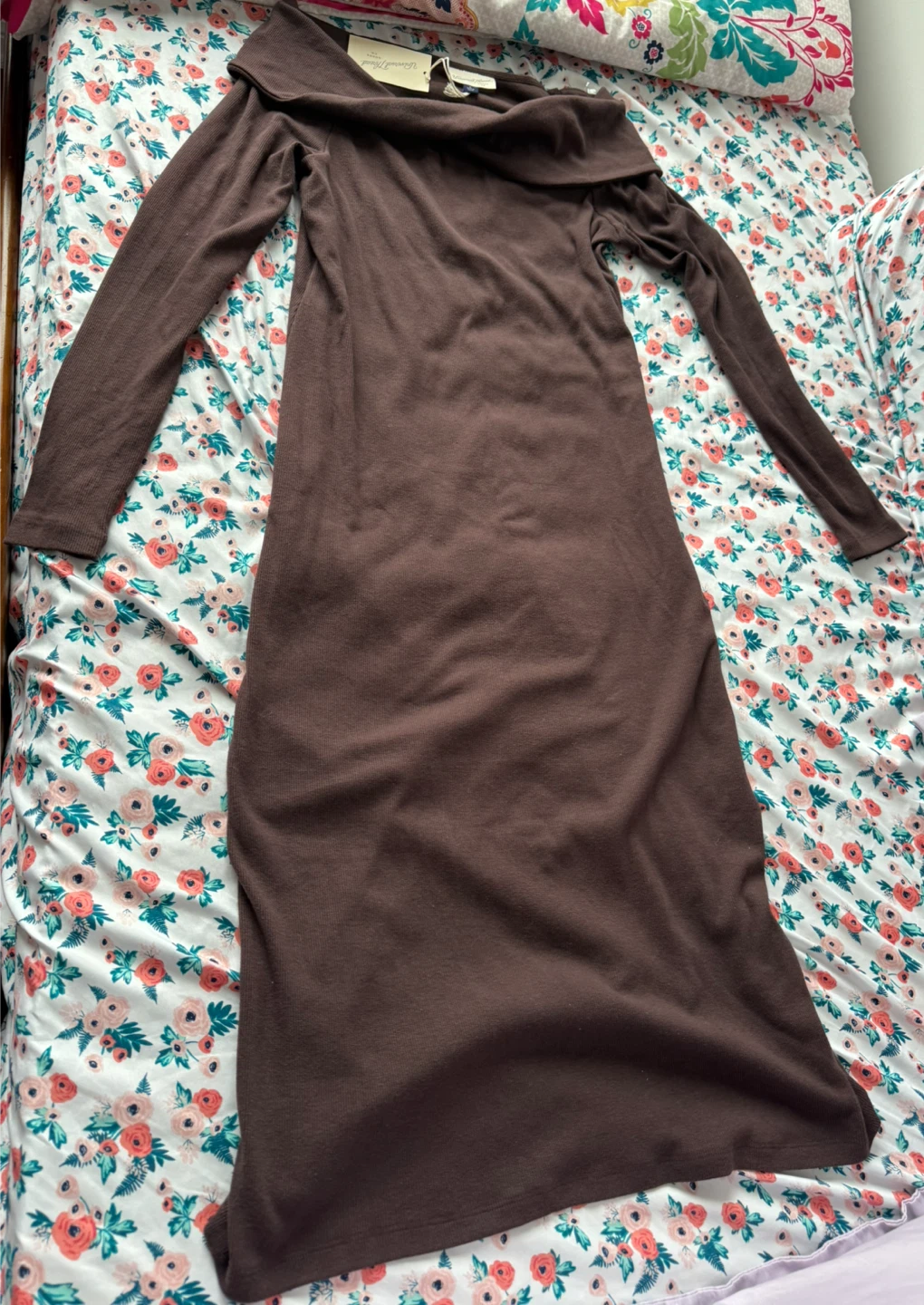 Brown Off-the-Shoulder Dress
