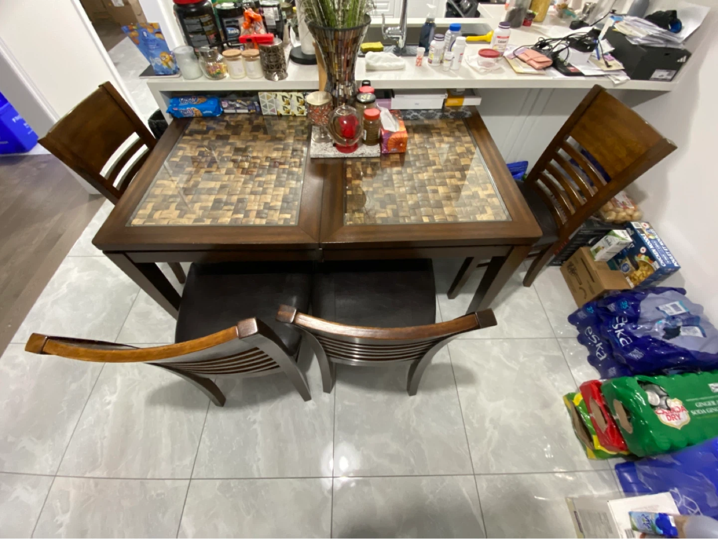 Beautiful Dark Wood Dining Table with 6 Chairs - photo 5