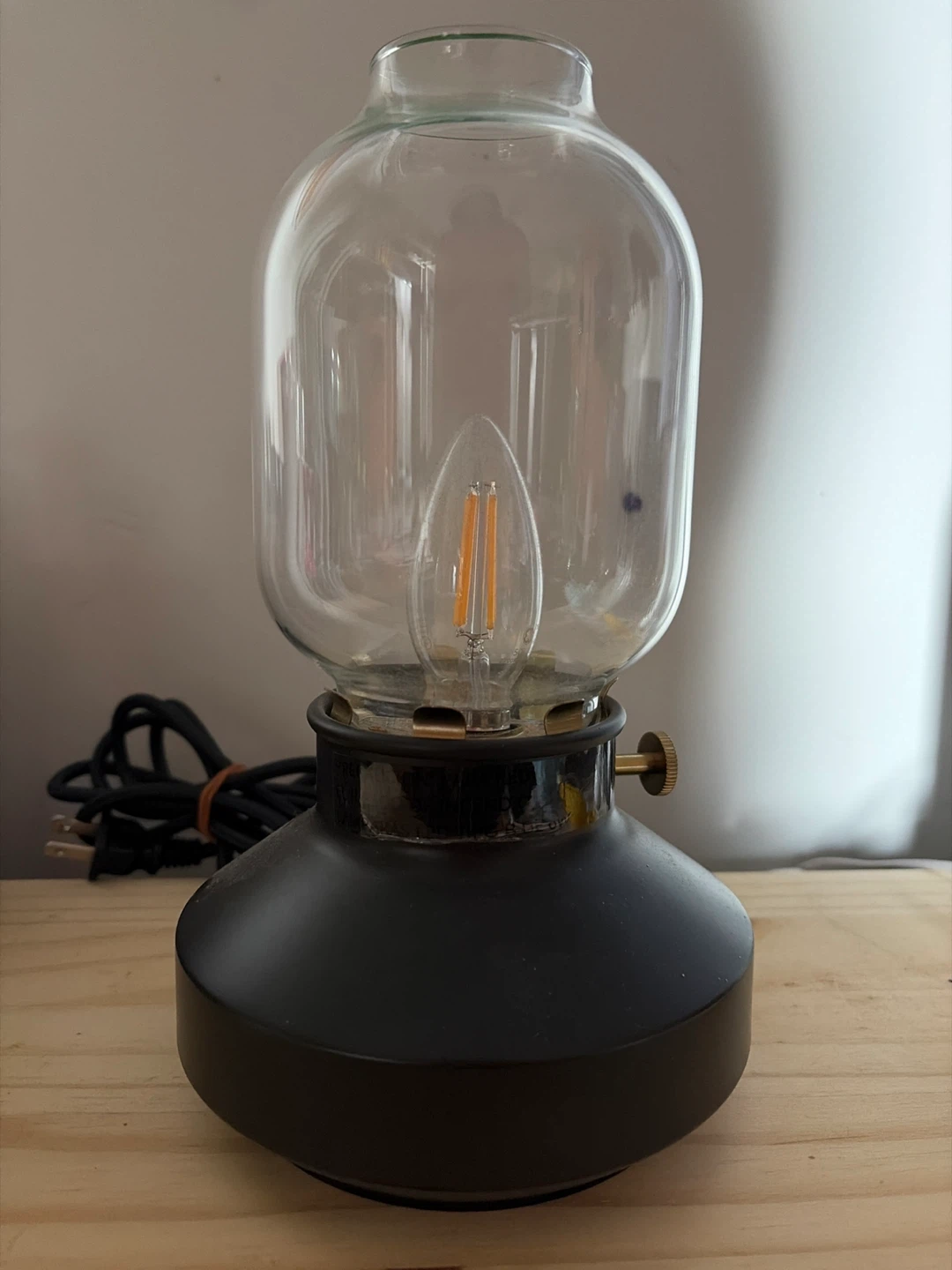 Vintage Style Glass Jar Table Lamp with LED Bulb