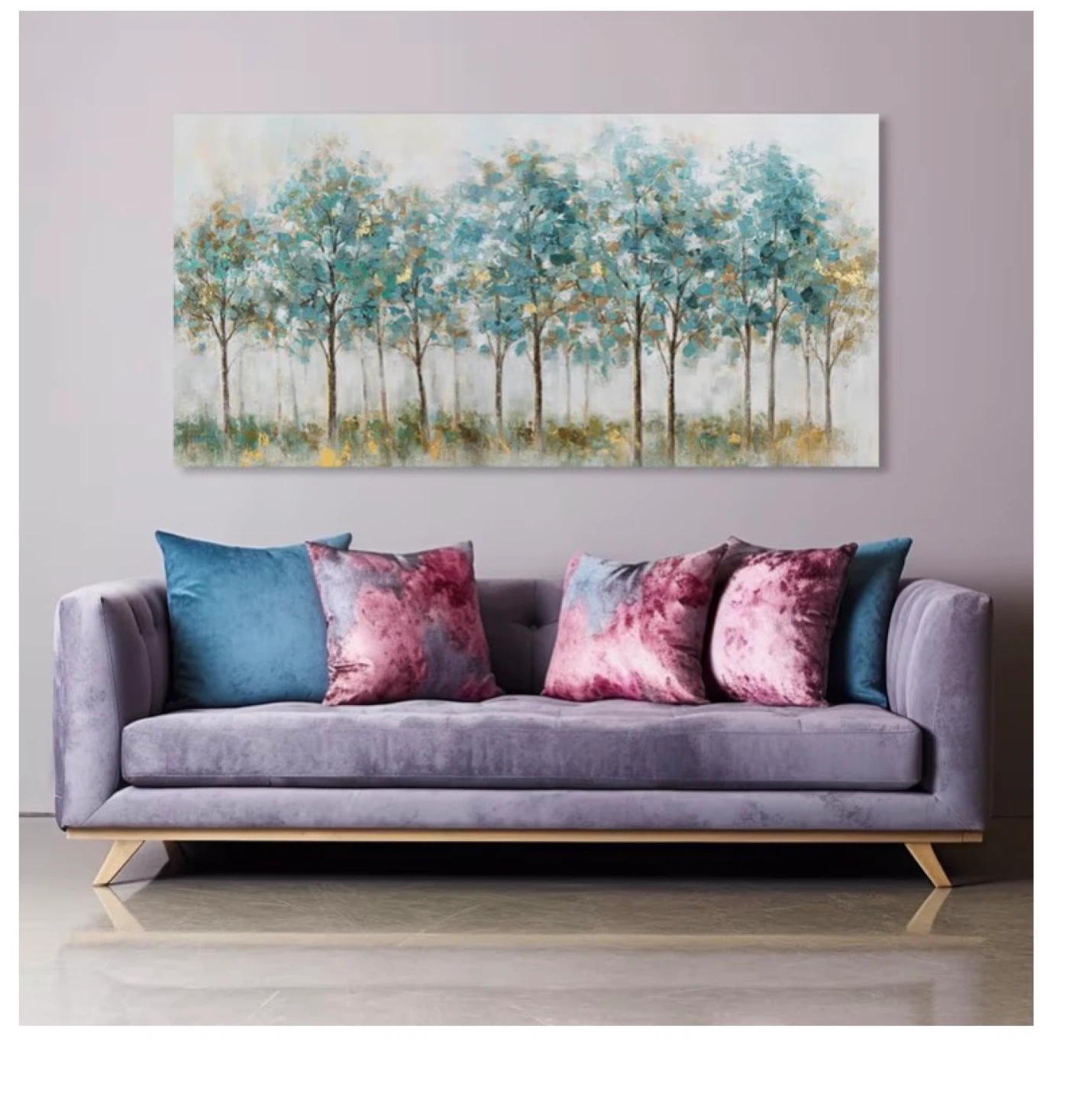 Navy Blue Forest Wall Art Canvas Painting Print 20 x 40 inches - photo 3