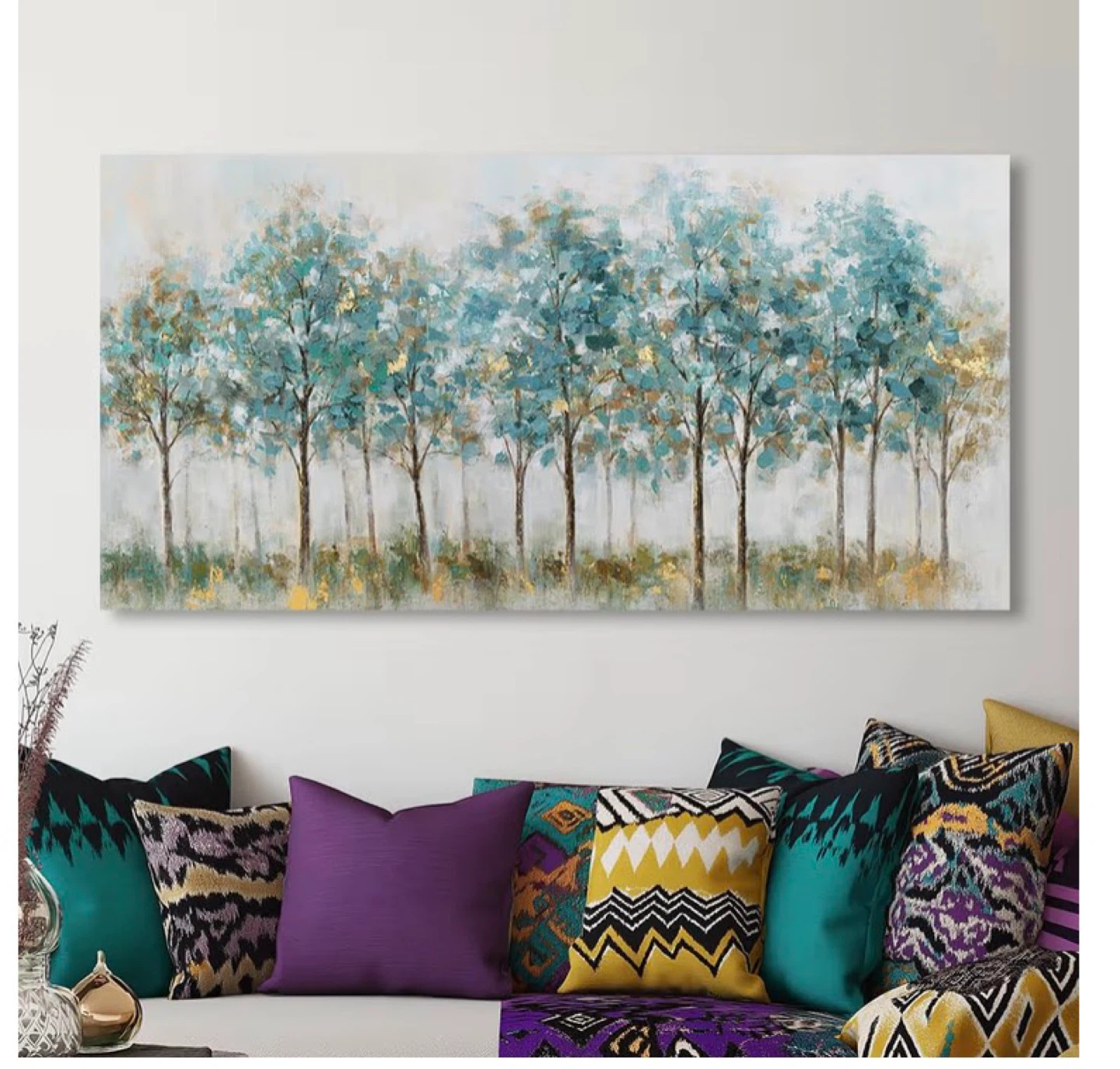 Navy Blue Forest Wall Art Canvas Painting Print 20 x 40 inches - photo 2