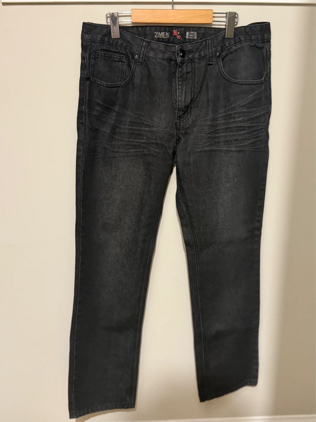 21 Men Slim Fit Jeans - Charcoal Grey - Size 36x32