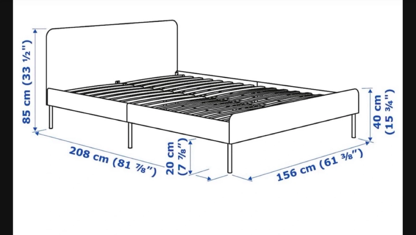 Grey Upholstered Bed Frame with Headboard - photo 3