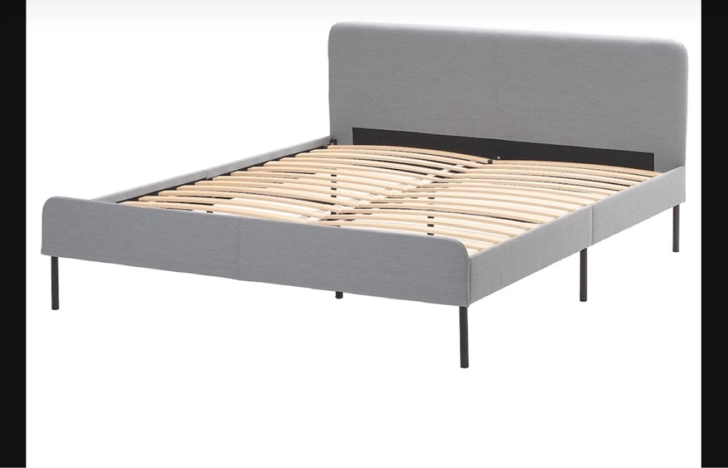 Grey Upholstered Bed Frame with Headboard