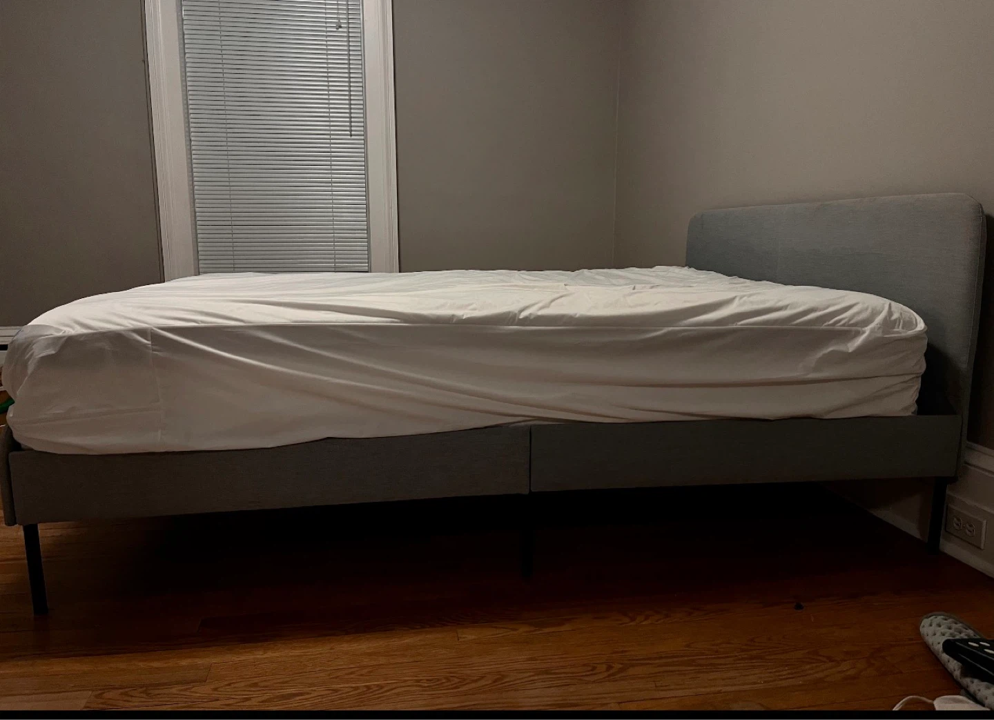 Grey Upholstered Bed Frame with Headboard - photo 2