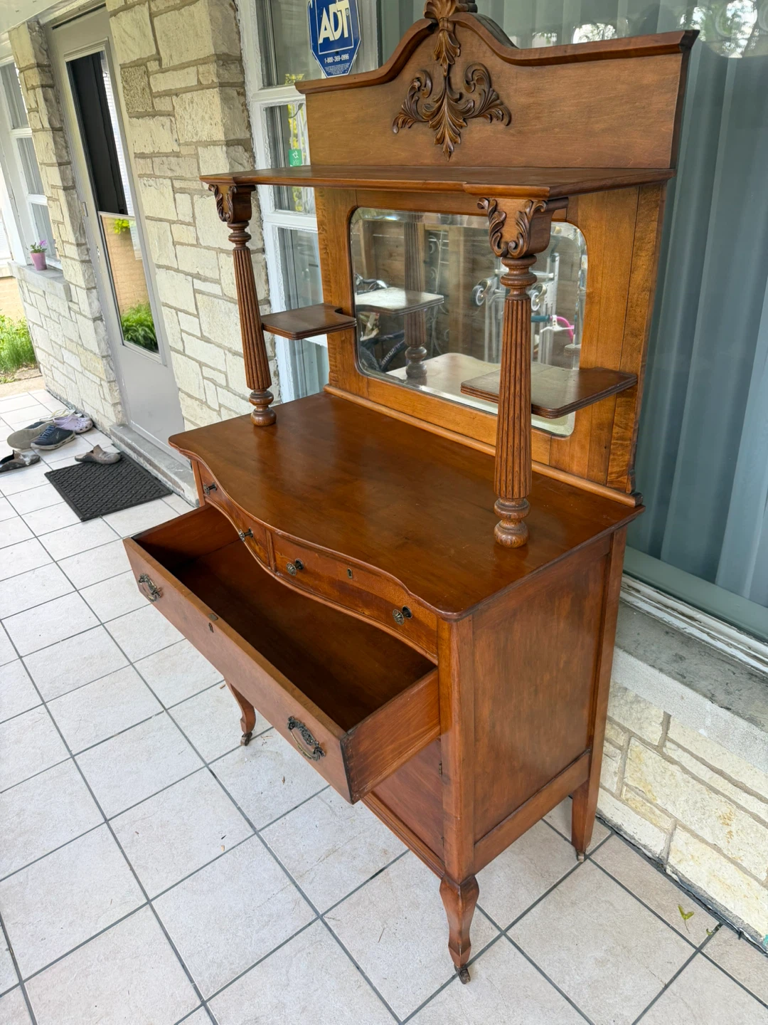 Antique Wooden Dresser with Mirror - photo 3