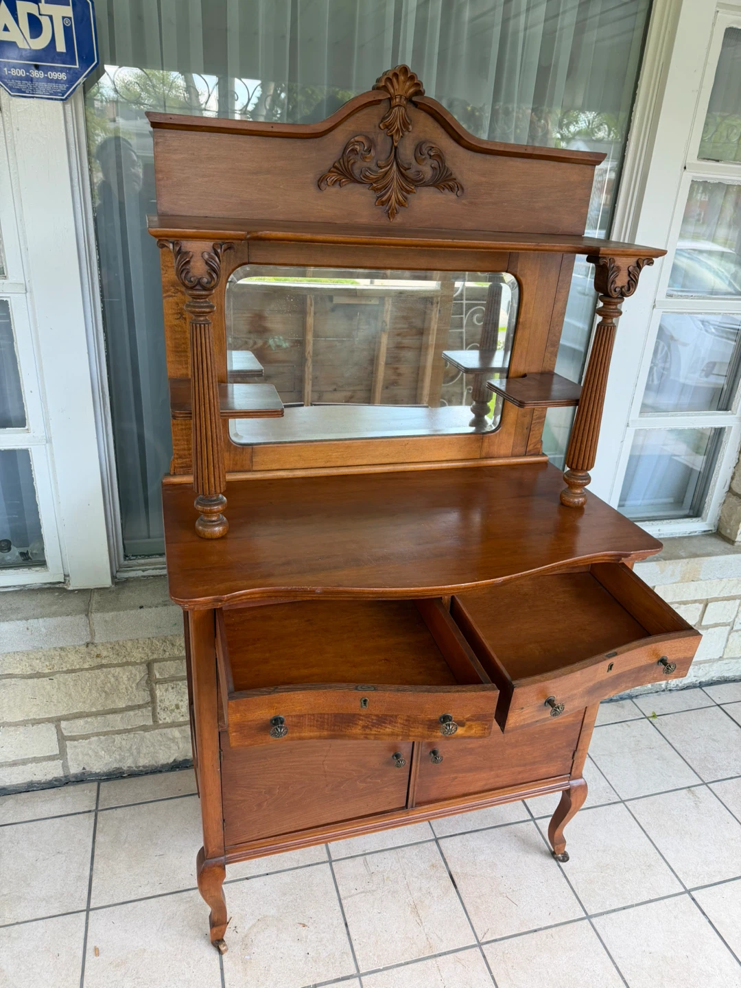 Antique Wooden Dresser with Mirror - photo 4