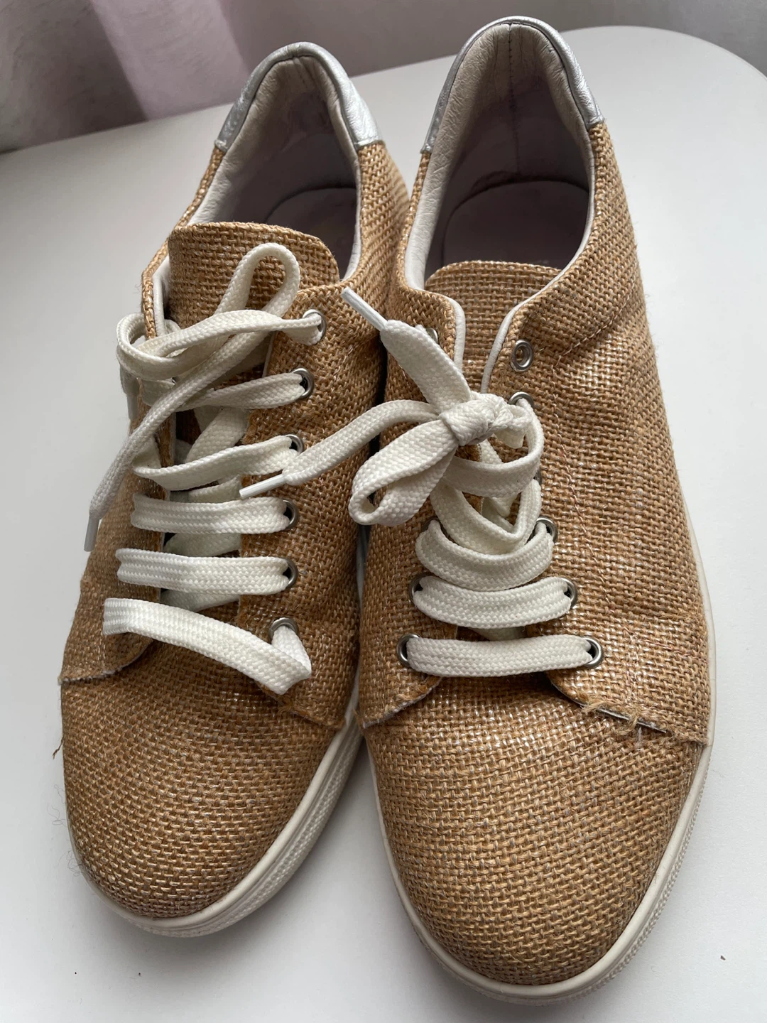 Espadrille Sneakers - Tan Woven - Size 39