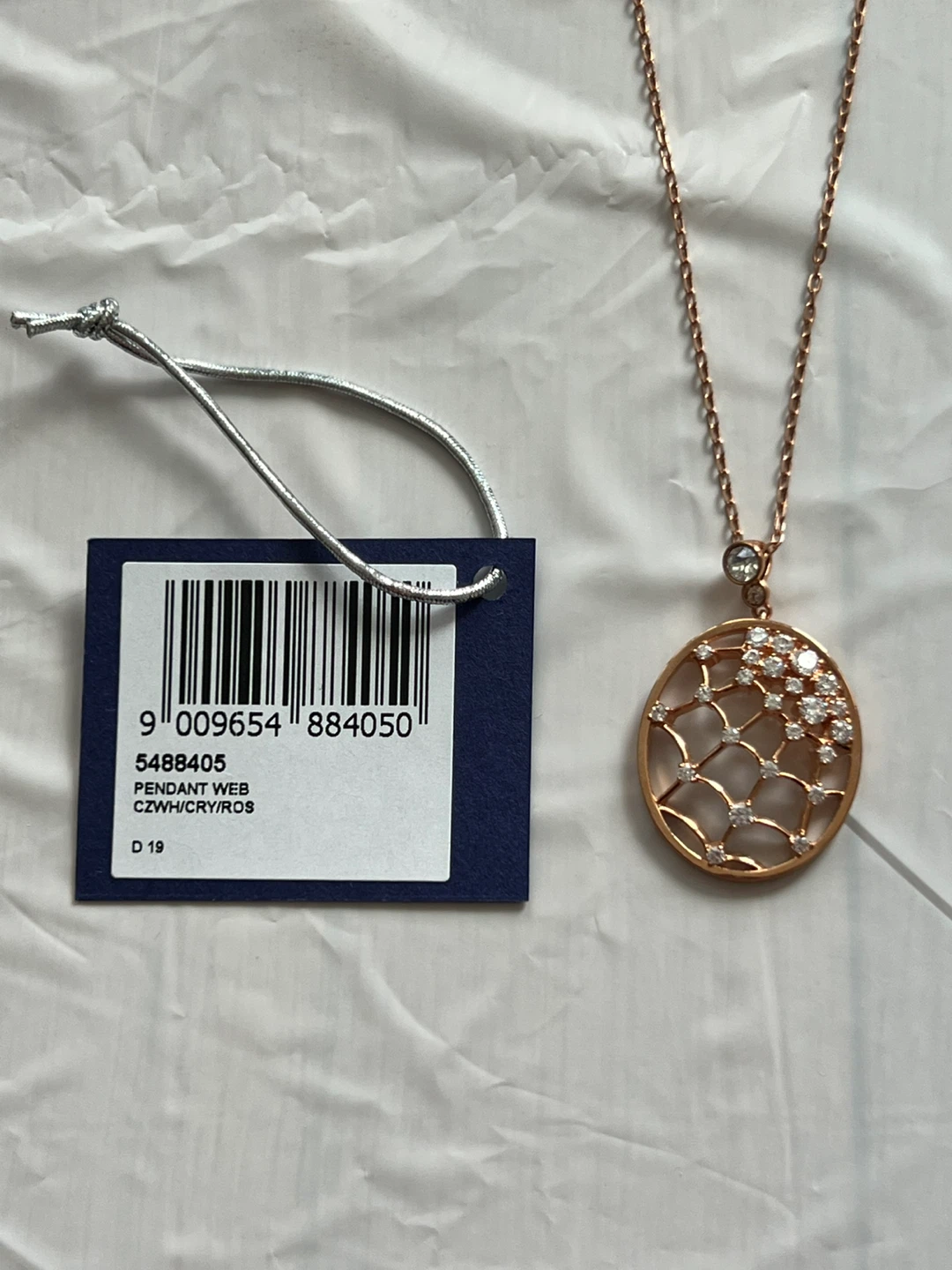 Swarovski Pendant Web Necklace Rose Gold Tone