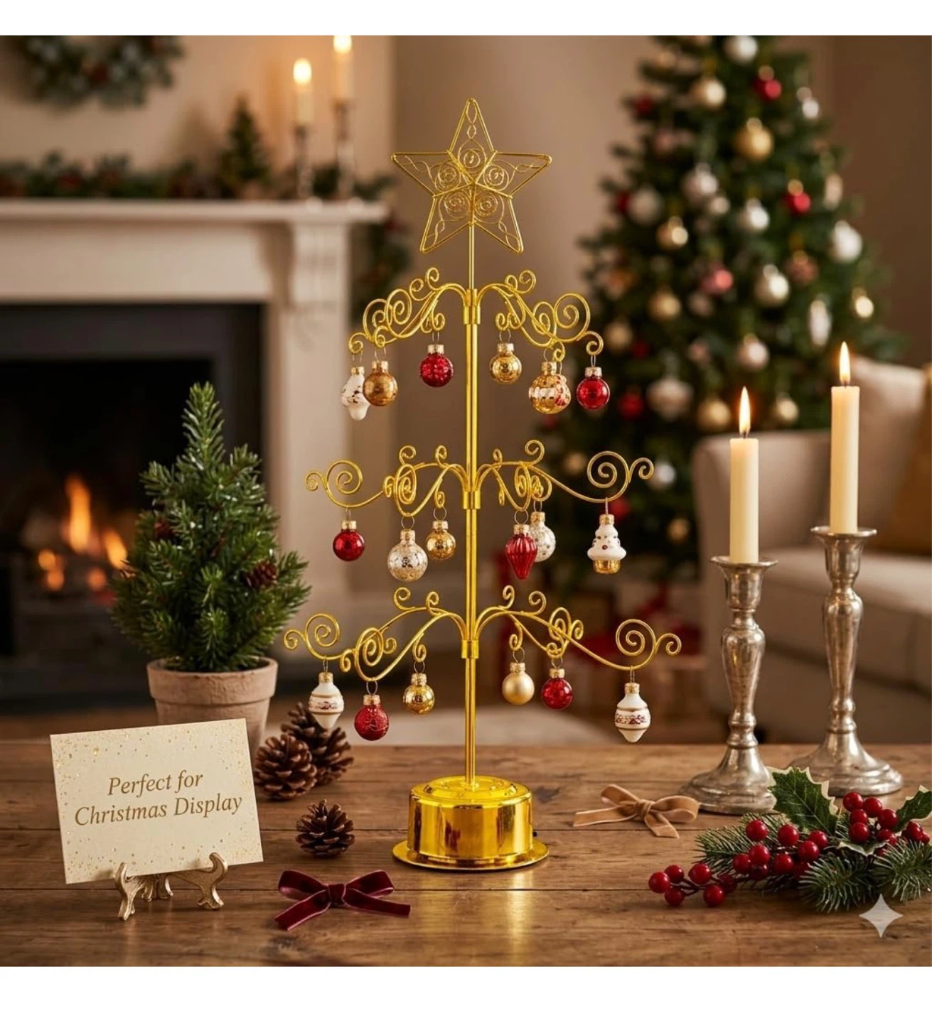 Rotating Ornament Display Tree Stand 24 Inch Gold 24R - photo 2