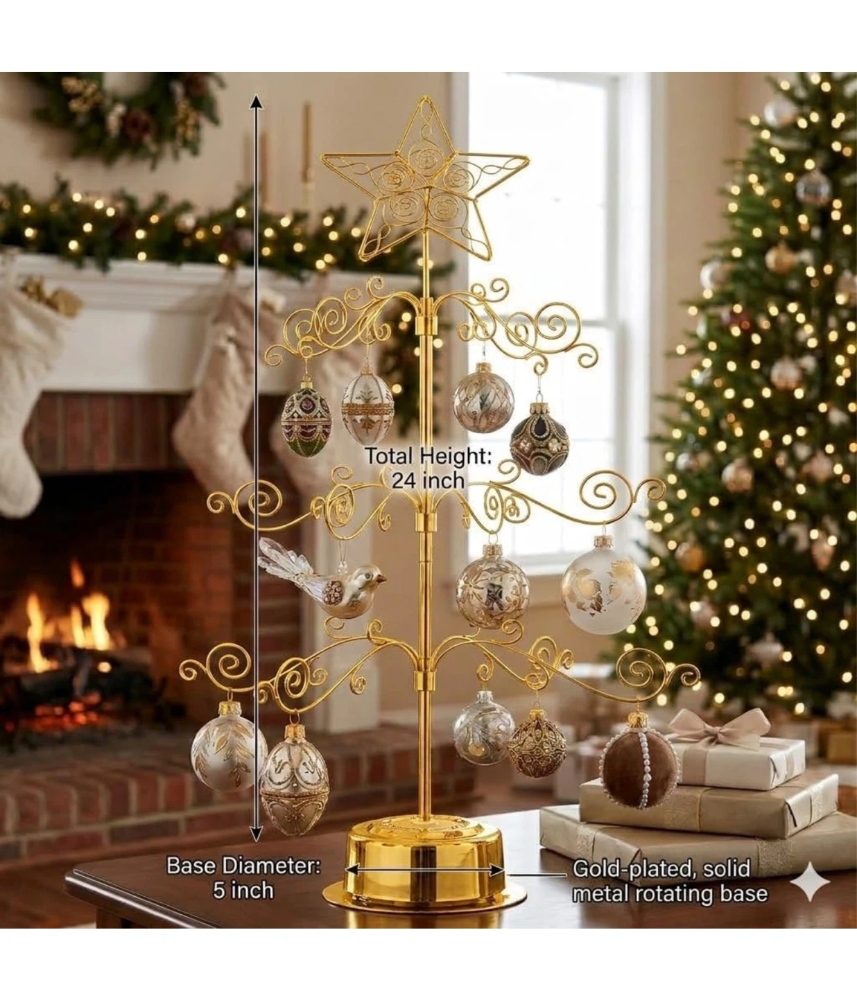 Rotating Ornament Display Tree Stand 24 Inch Gold 24R - photo 3