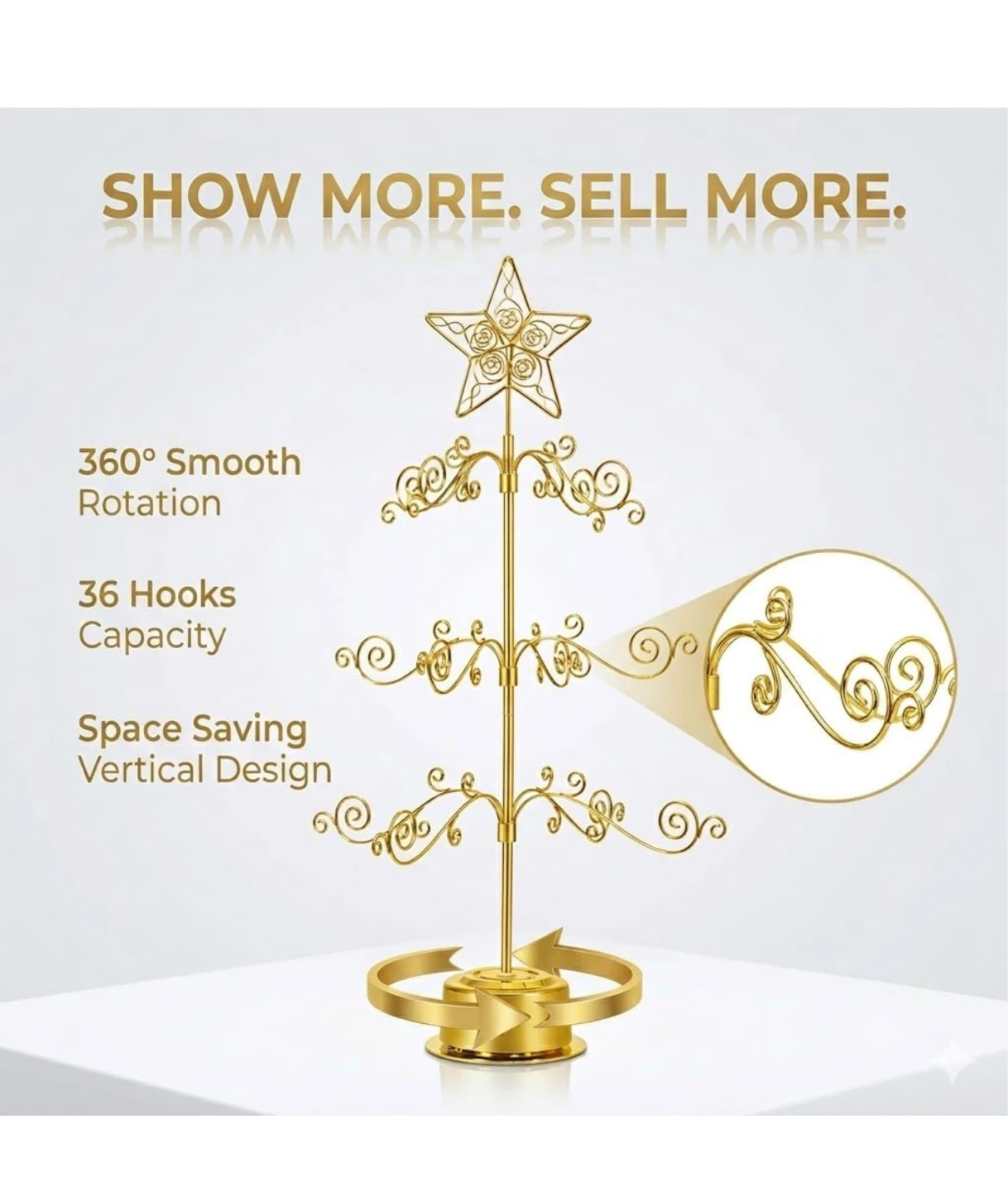 Rotating Ornament Display Tree Stand 24 Inch Gold 24R - photo 5
