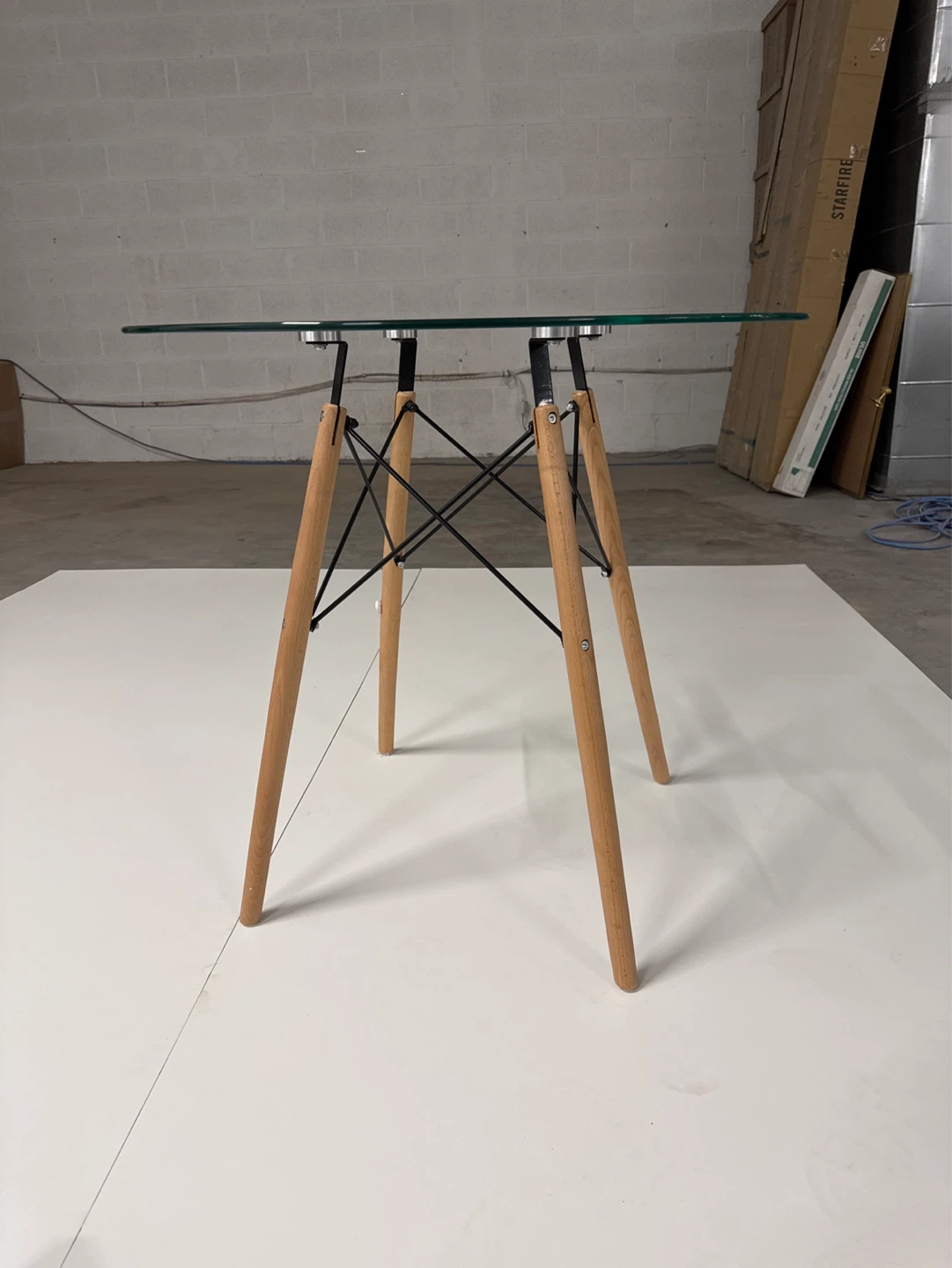 Glass Top Dining Table with Wood Legs - photo 2