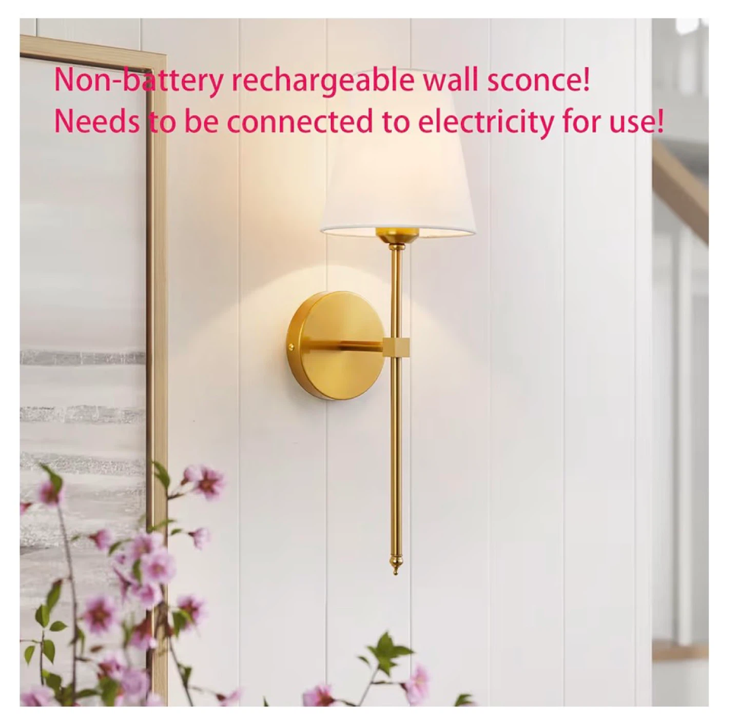 Wall Sconces Set of 2 Gold with White Fabric Shade S2G - photo 2