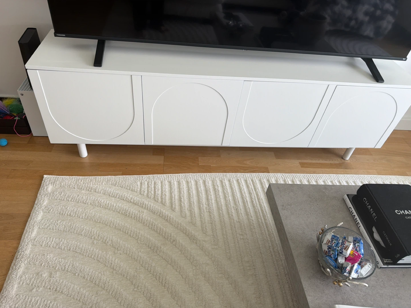 White Media Console Cabinet