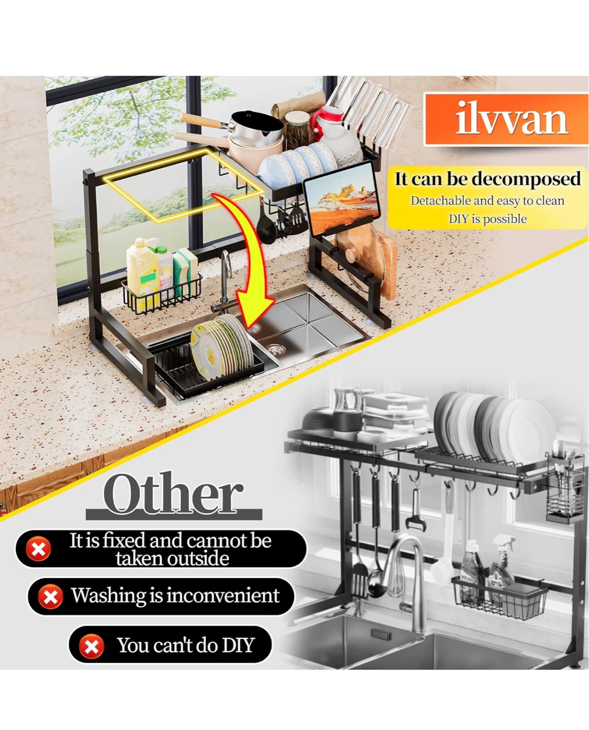 Adjustable Over Sink Dish Drying Rack OS5 - photo 4