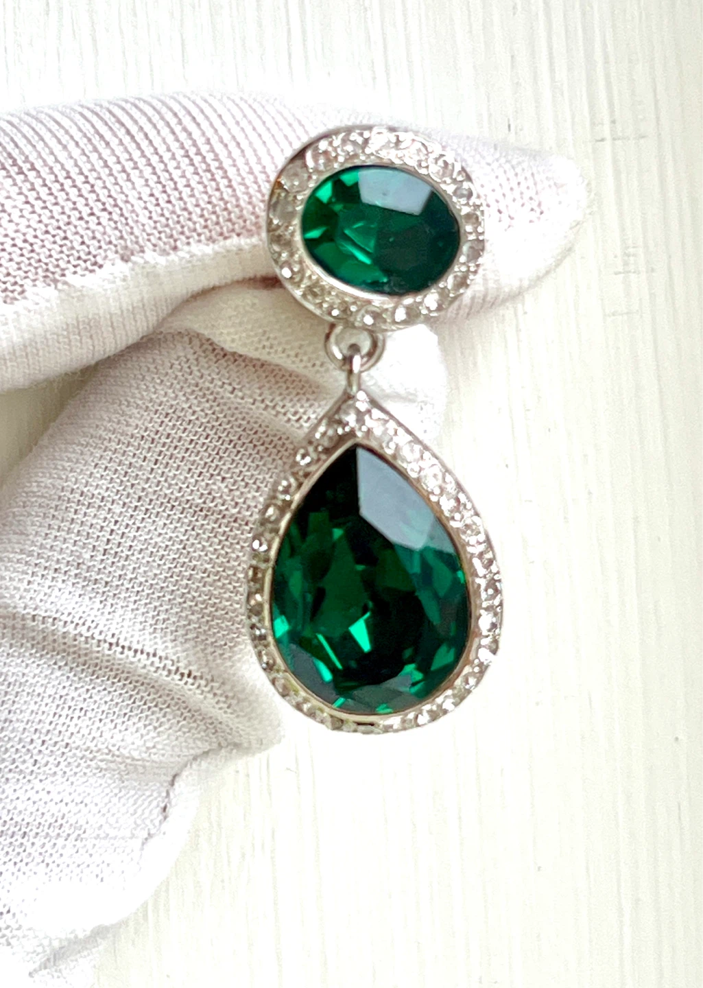 Clip-on Teardrop Gemstone Earrings