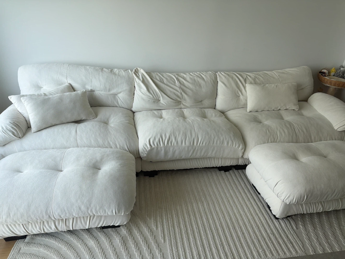 Cream Modular Sectional Sofa with Ottomans