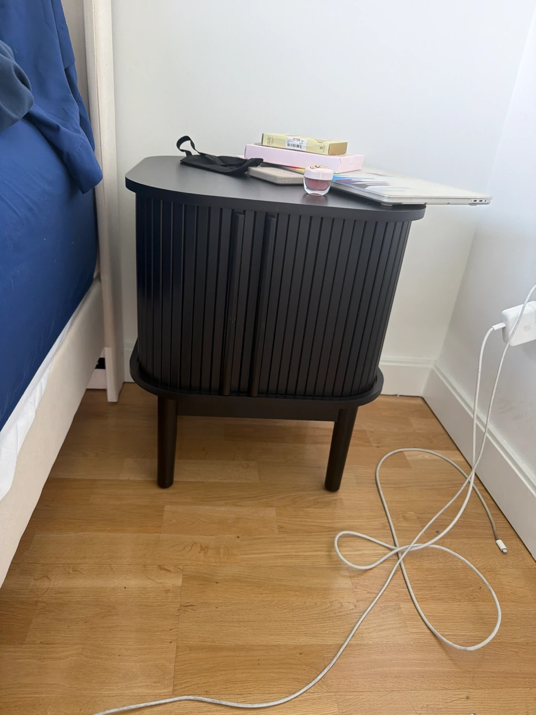 Black Ribbed Cabinet with Doors (set3) - photo 3