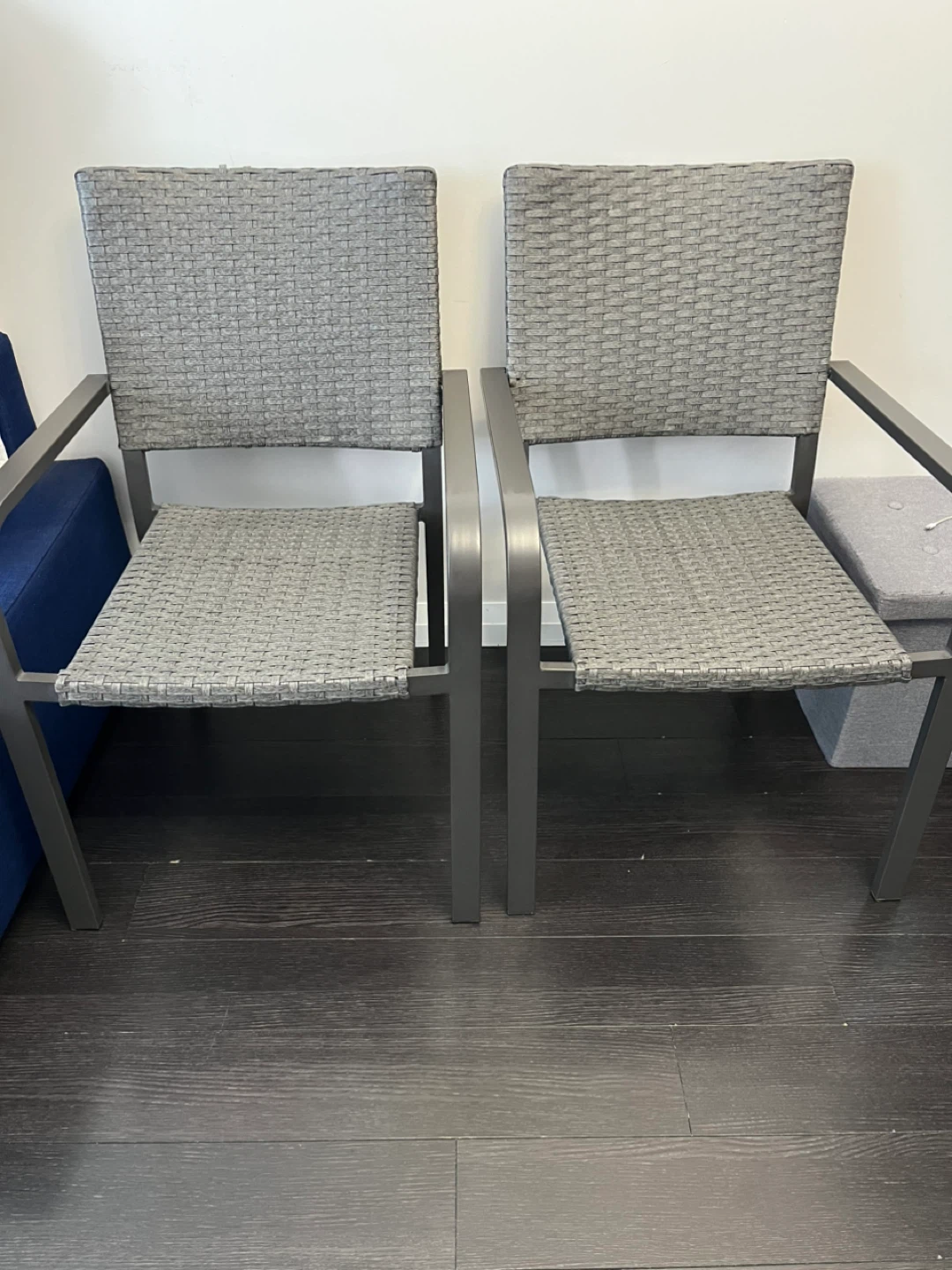 Grey Wicker Armchairs - Set of 2