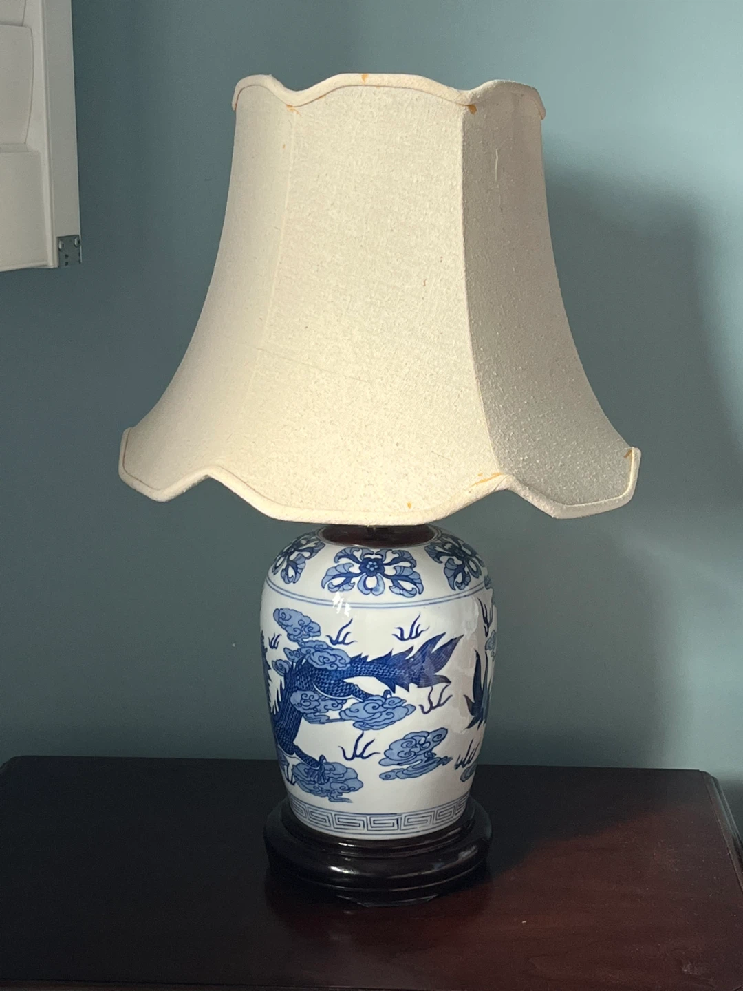 Blue and White Dragon Ginger Jar Table Lamp