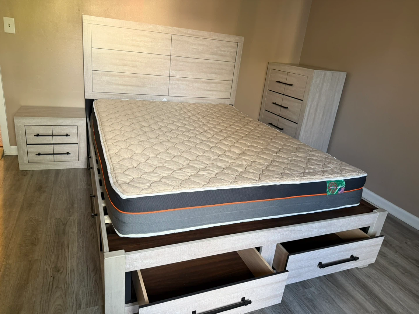 Queen Size Bed Frame with Storage Drawers Mattress - photo 2