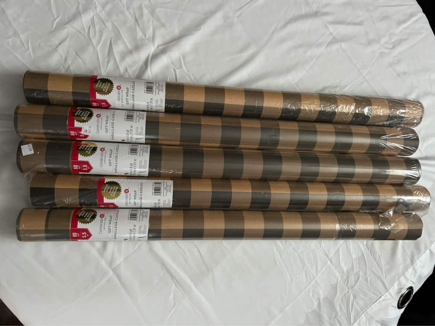 5x Celebrate It Gift Wrap Rolls - Buffalo Plaid