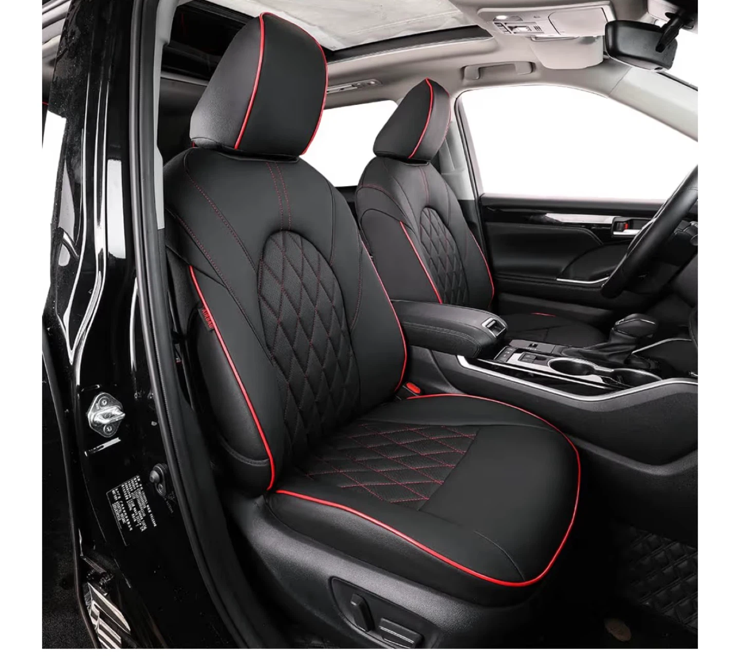 Highlander Seat Covers Custom Fit  2014-2019, Black Red Trim TR9 - photo 2