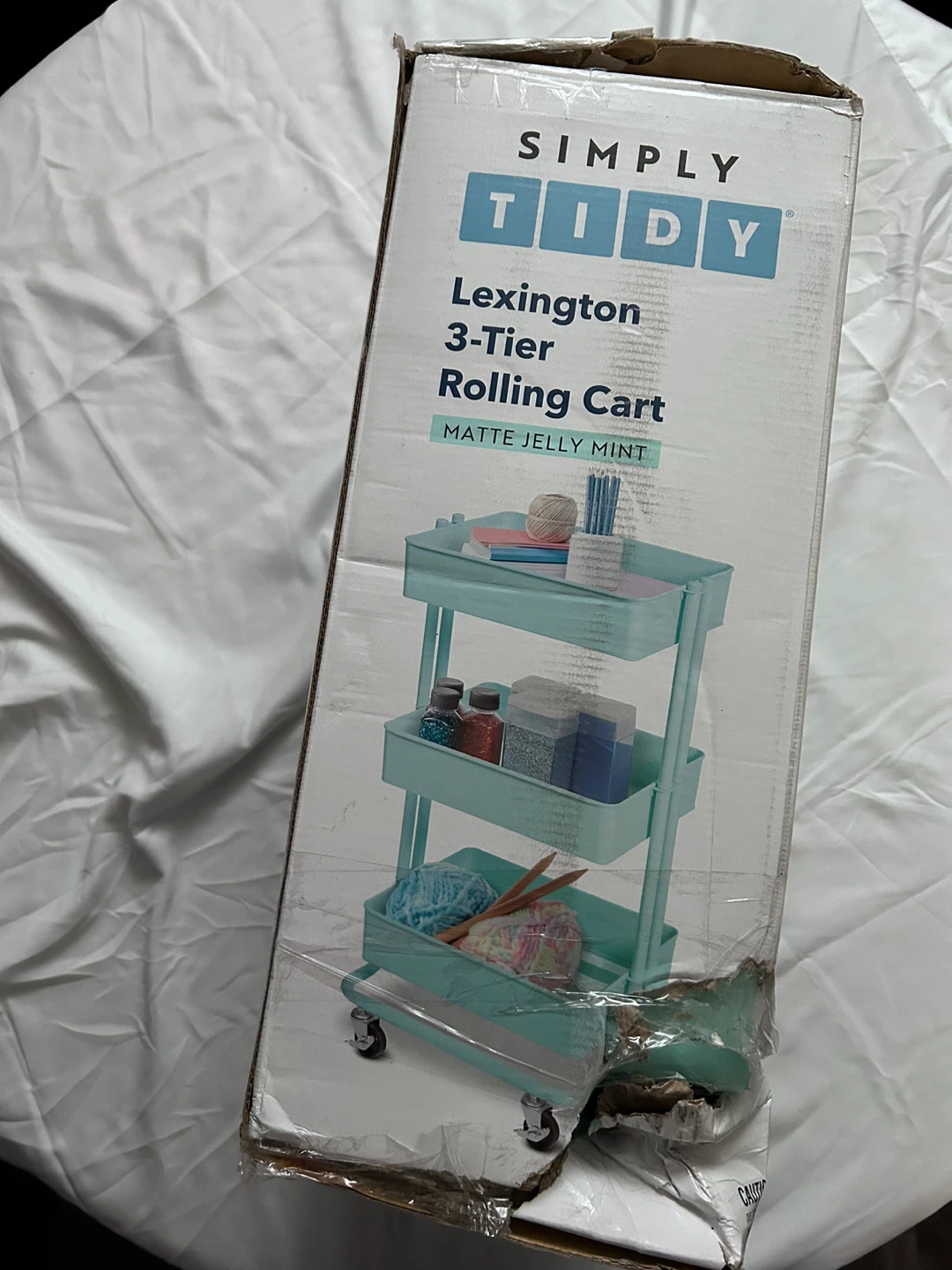 Simply Tidy Lexington 3-Tier Rolling Cart - Matte Jelly Mint