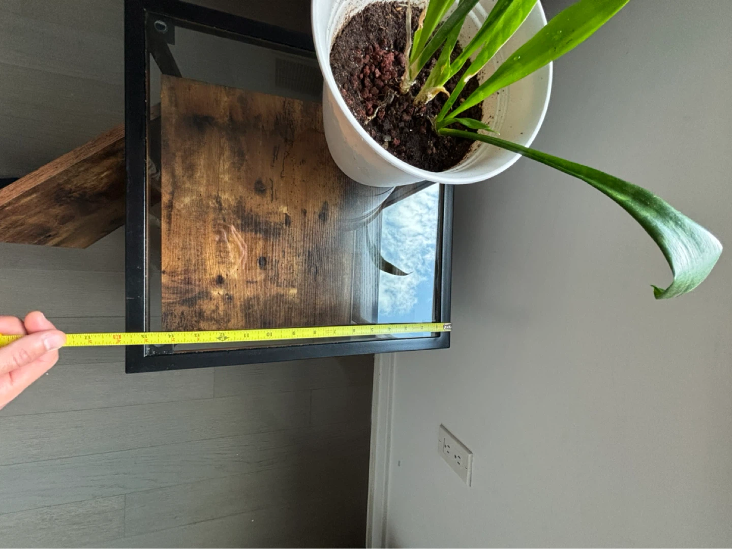 Industrial Wood Nightstand with Drawer - photo 3
