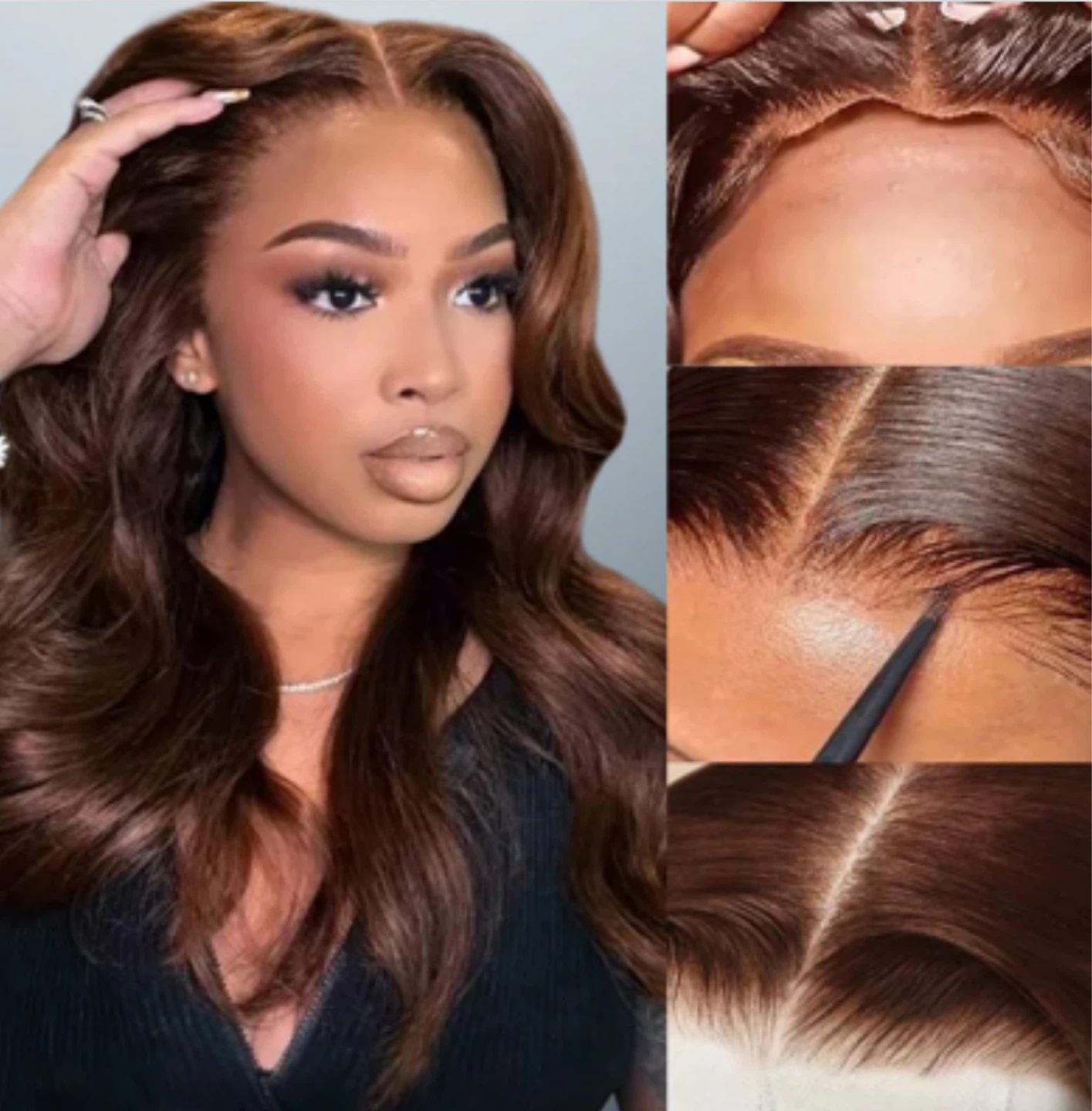 Chocolate Brown body wave glueless Wig