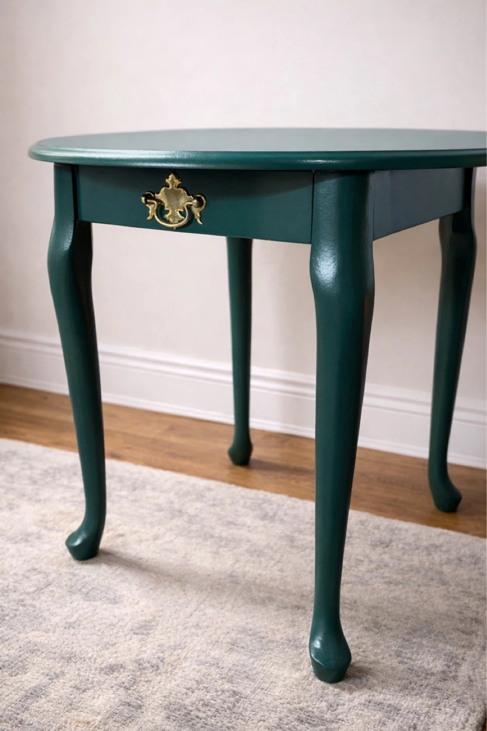 Pair of Green Accent Tables with Drawer