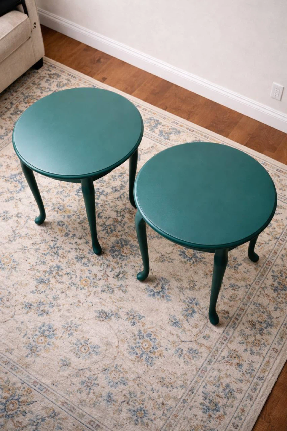 Pair of Green Accent Tables with Drawer - photo 3