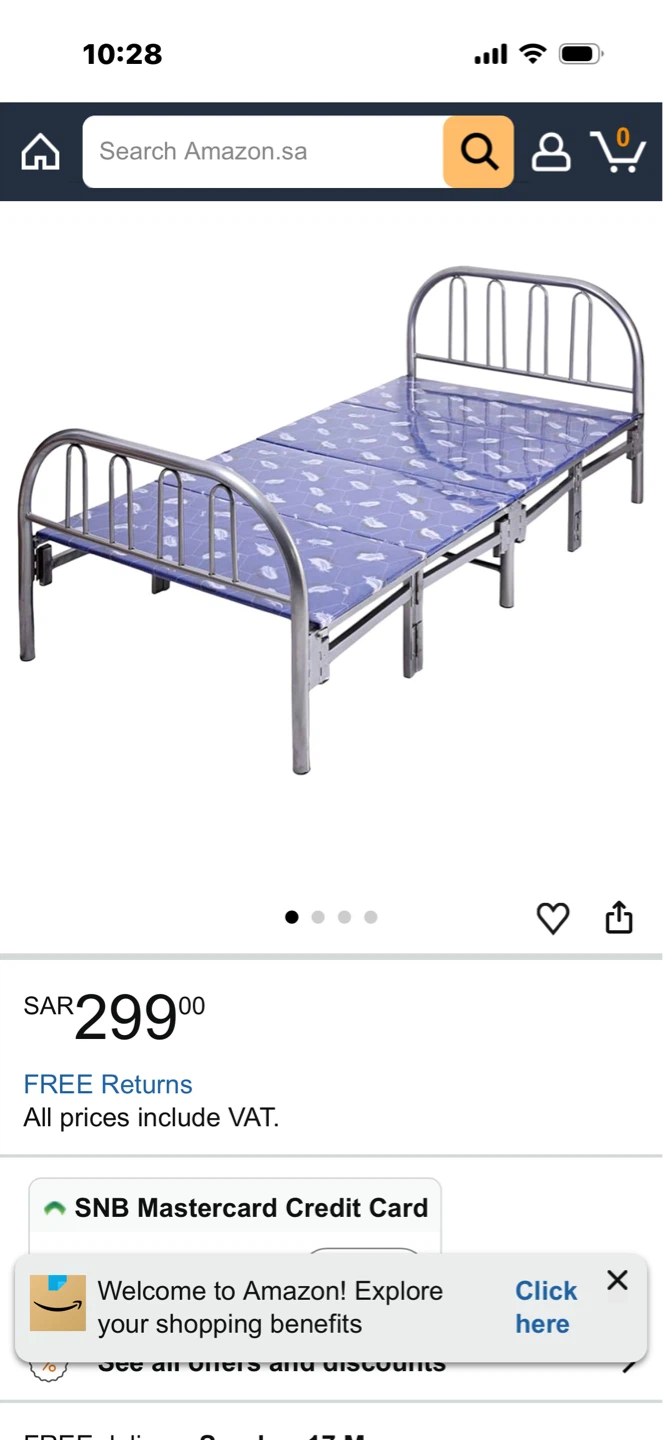 Folding Bed with Blue Floral Mattress