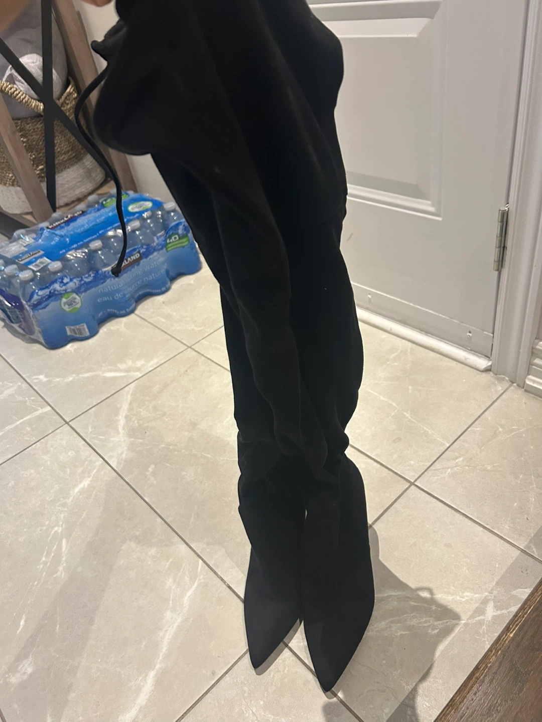 Black Suede Over-the-Knee Boots