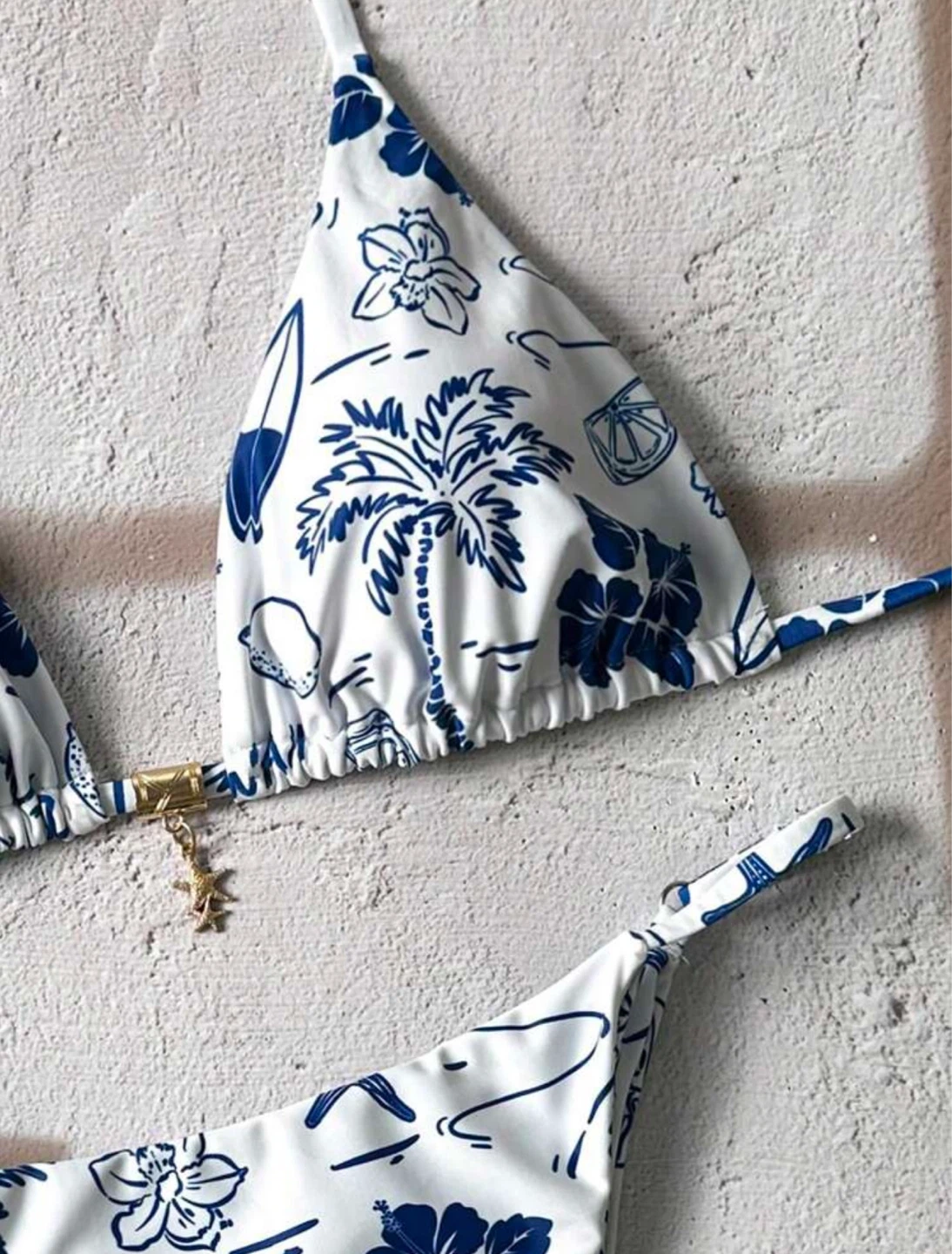 White and Blue Tropical Print Bikini Set US 4(S) - photo 4