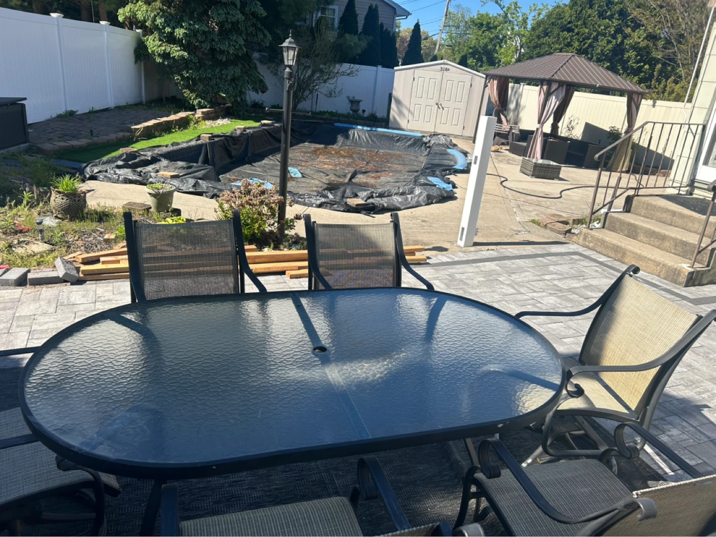 Oval Glass Top Patio Dining Set with 6 Chairs - photo 4