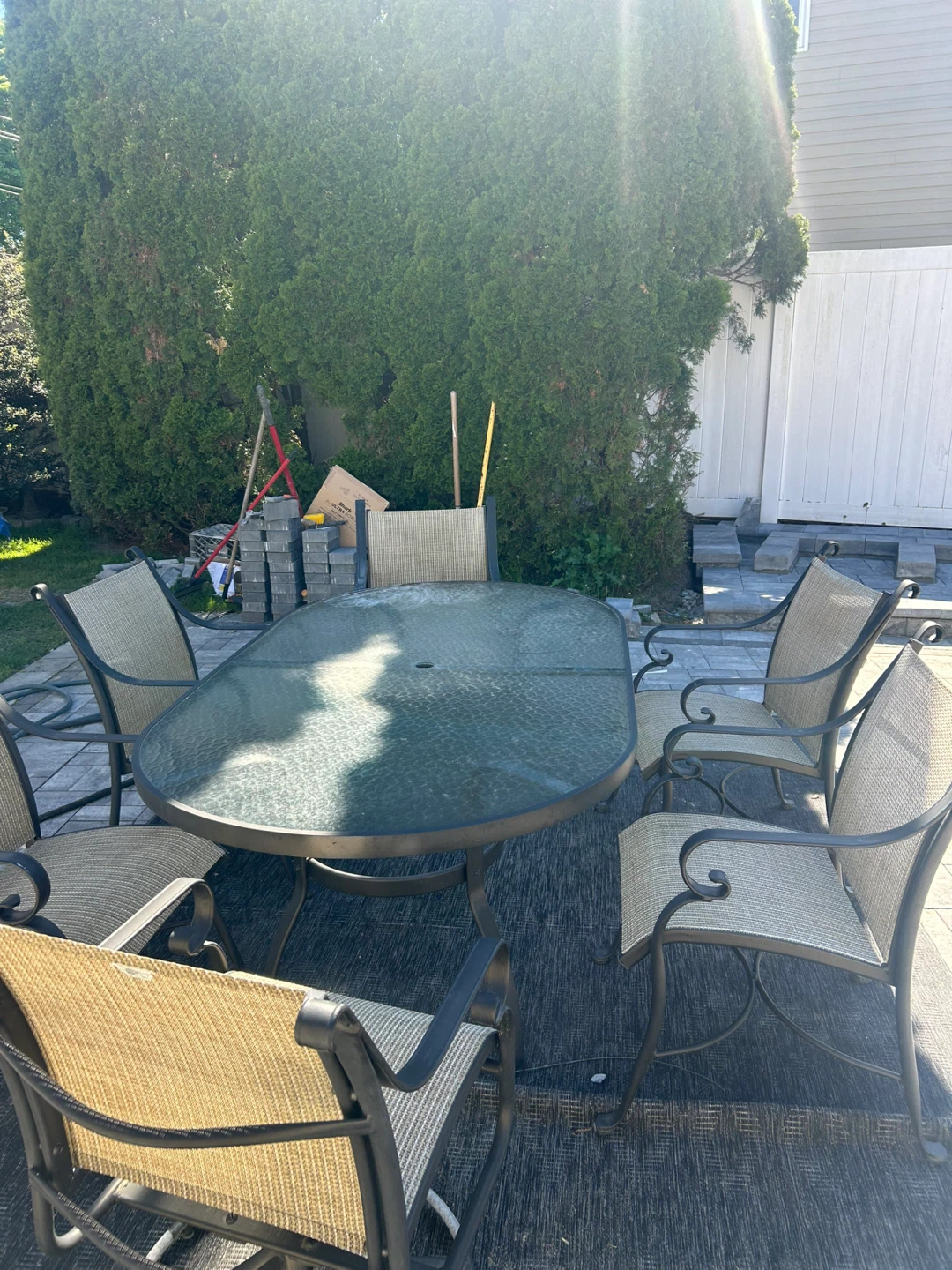 Oval Glass Top Patio Dining Set with 6 Chairs - photo 2