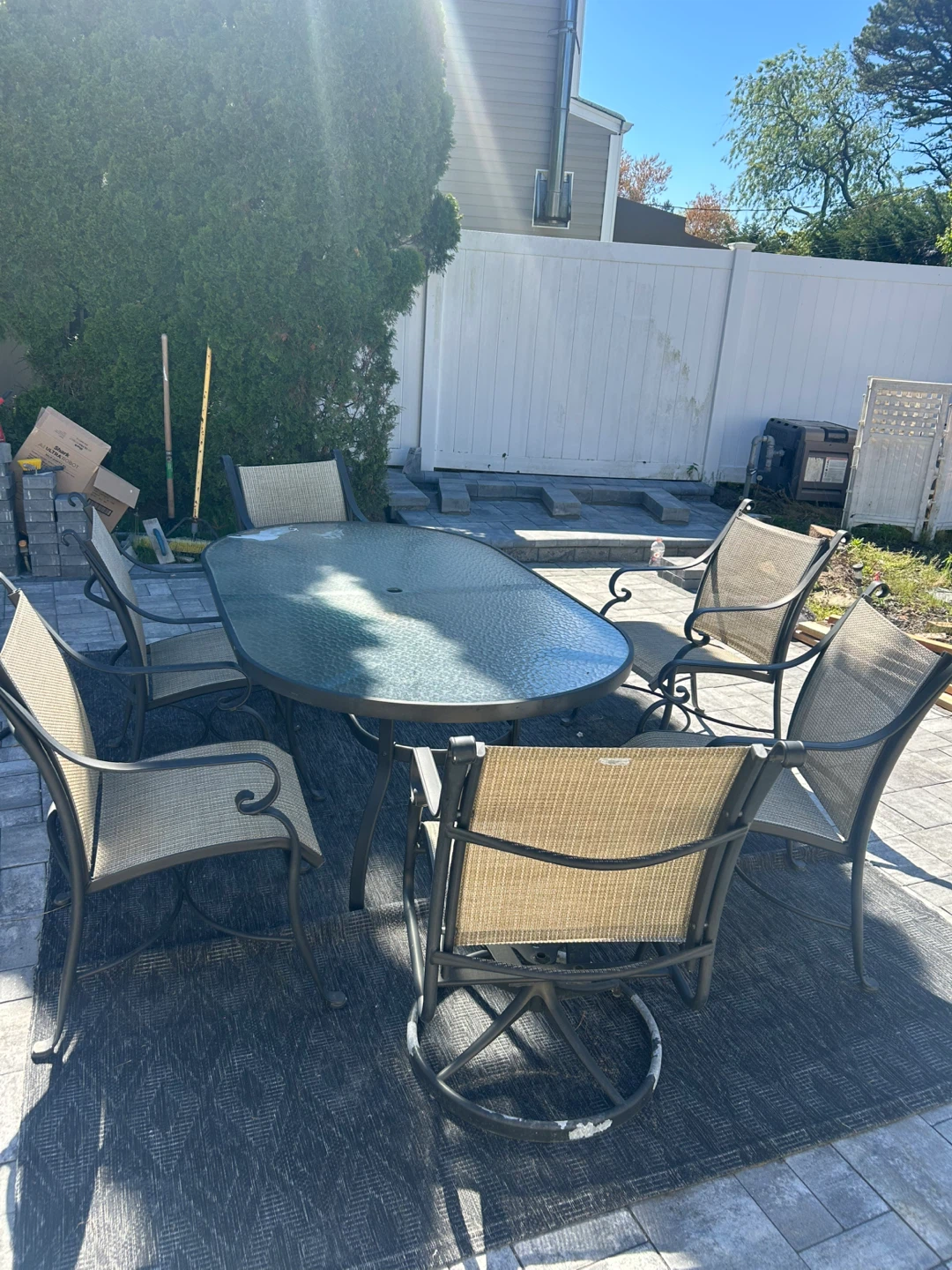 Oval Glass Top Patio Dining Set with 6 Chairs - photo 5