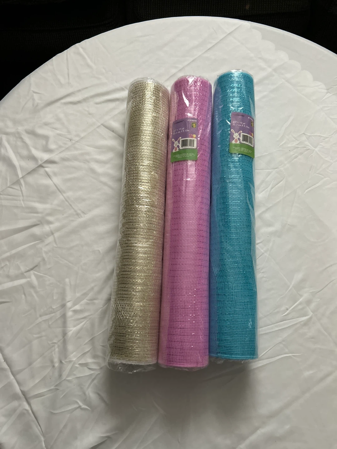 3 Rolls Deco Mesh - Gold, Pink, Turquoise