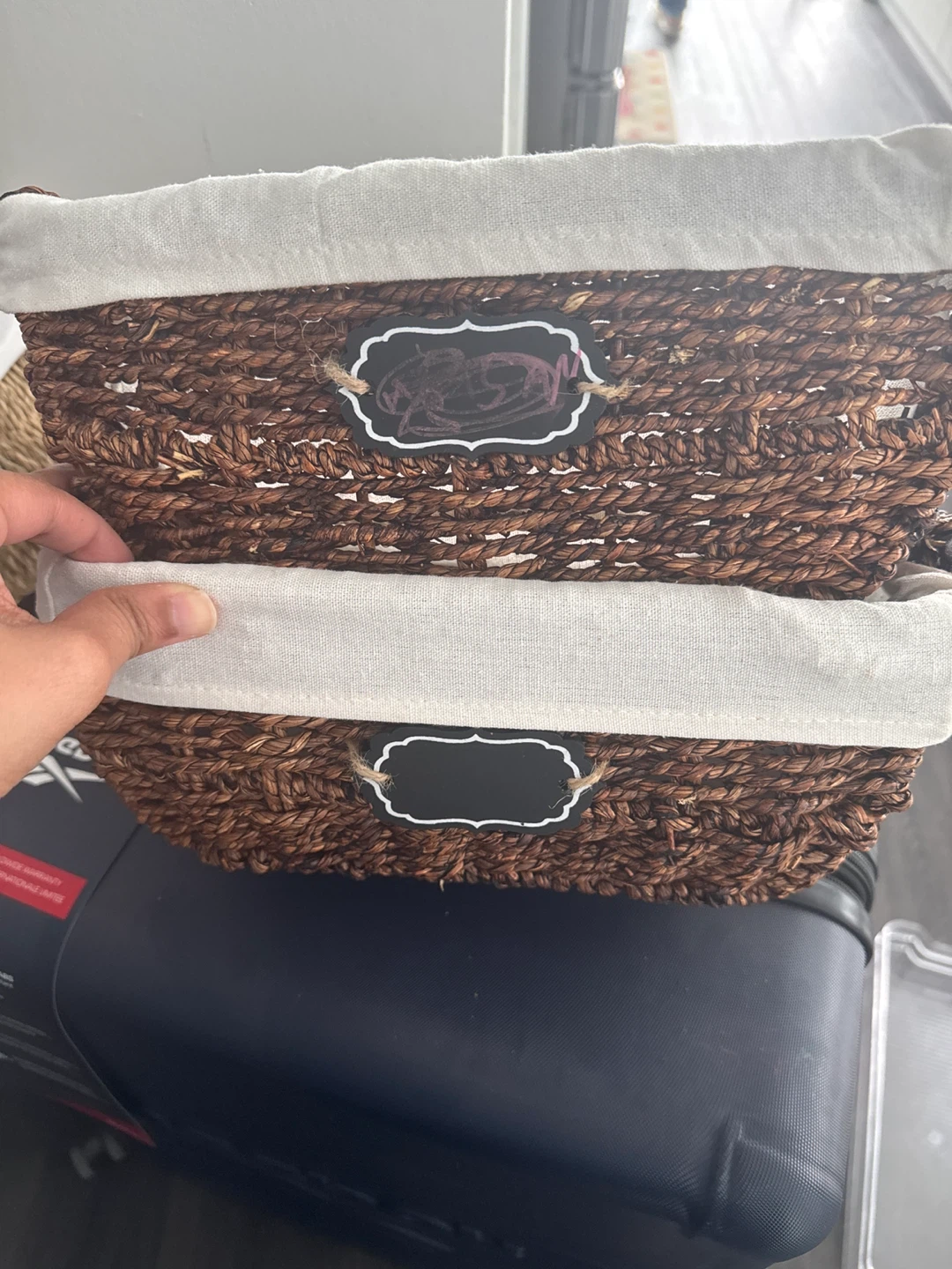 Woven Storage Baskets with Chalkboard Labels (Set of 2)