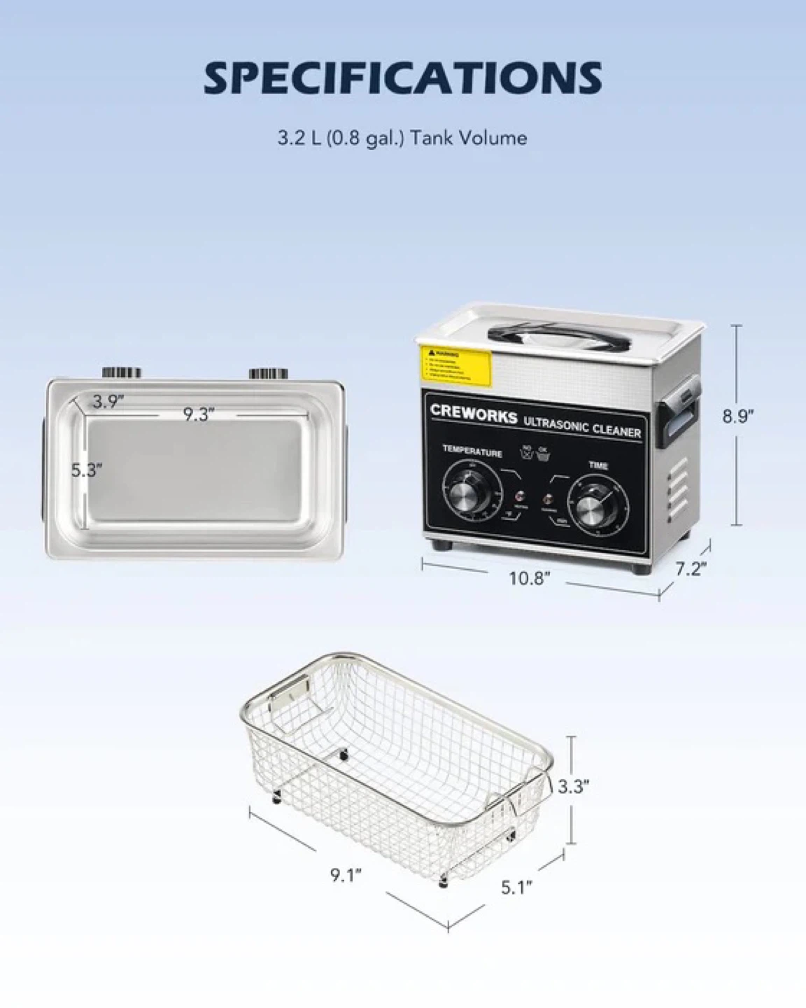 CREWORKS Ultrasonic Cleaner 3.2L