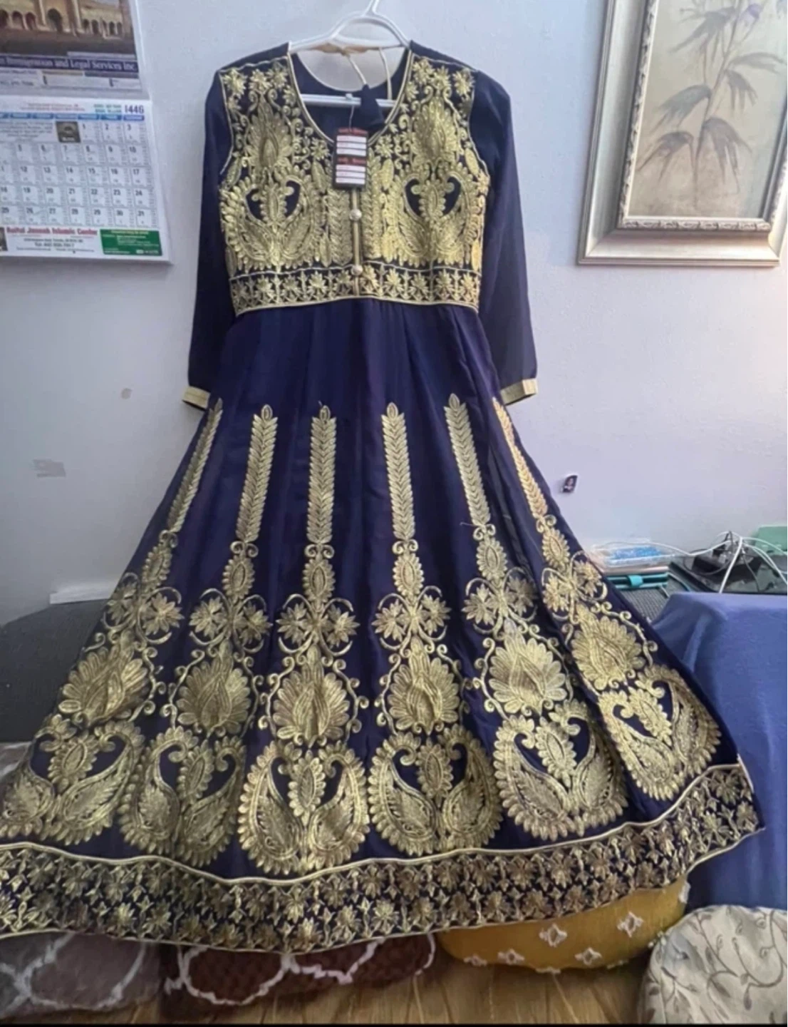 Embroidered Navy Blue Anarkali Dress - photo 2