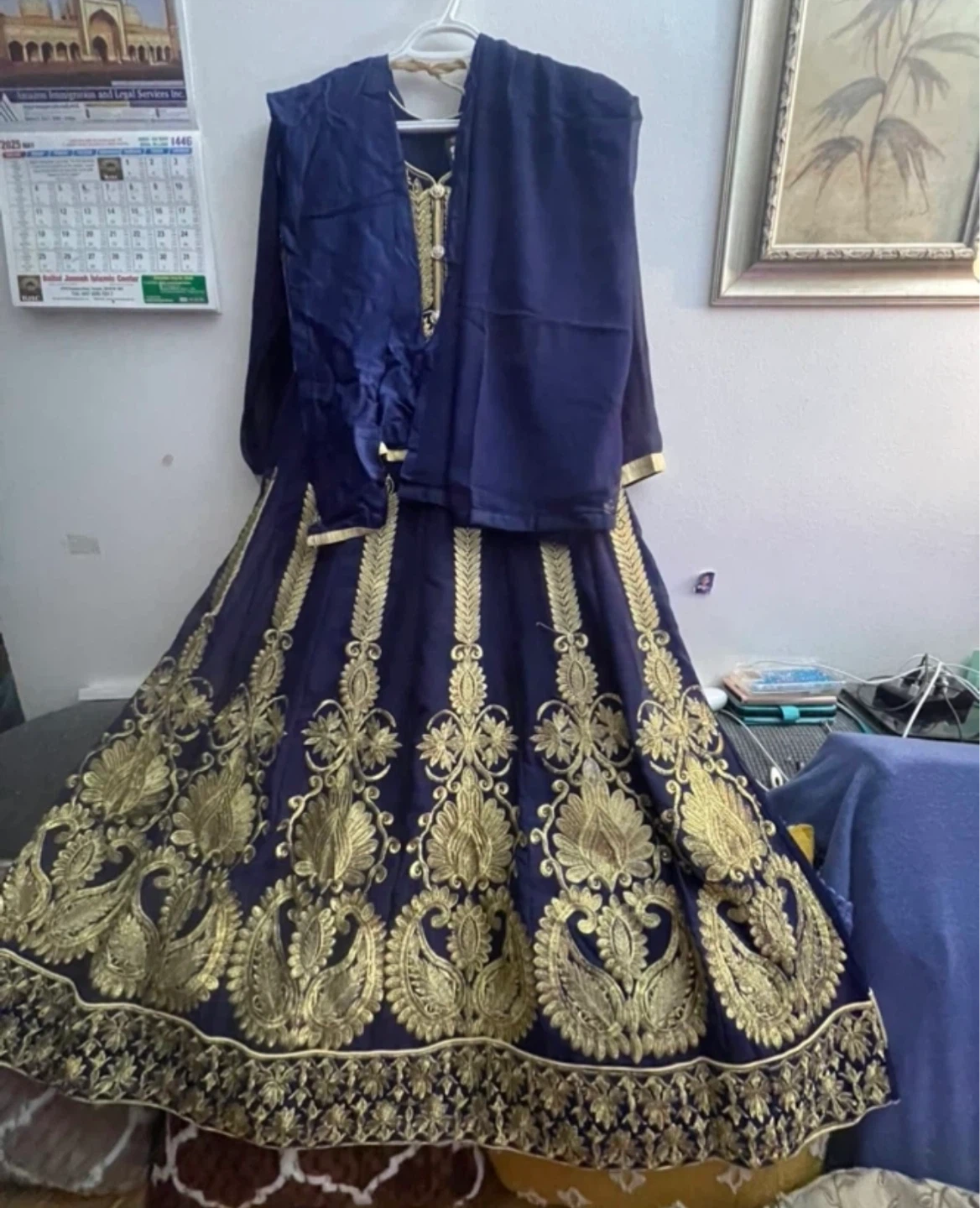 Embroidered Navy Blue Anarkali Dress