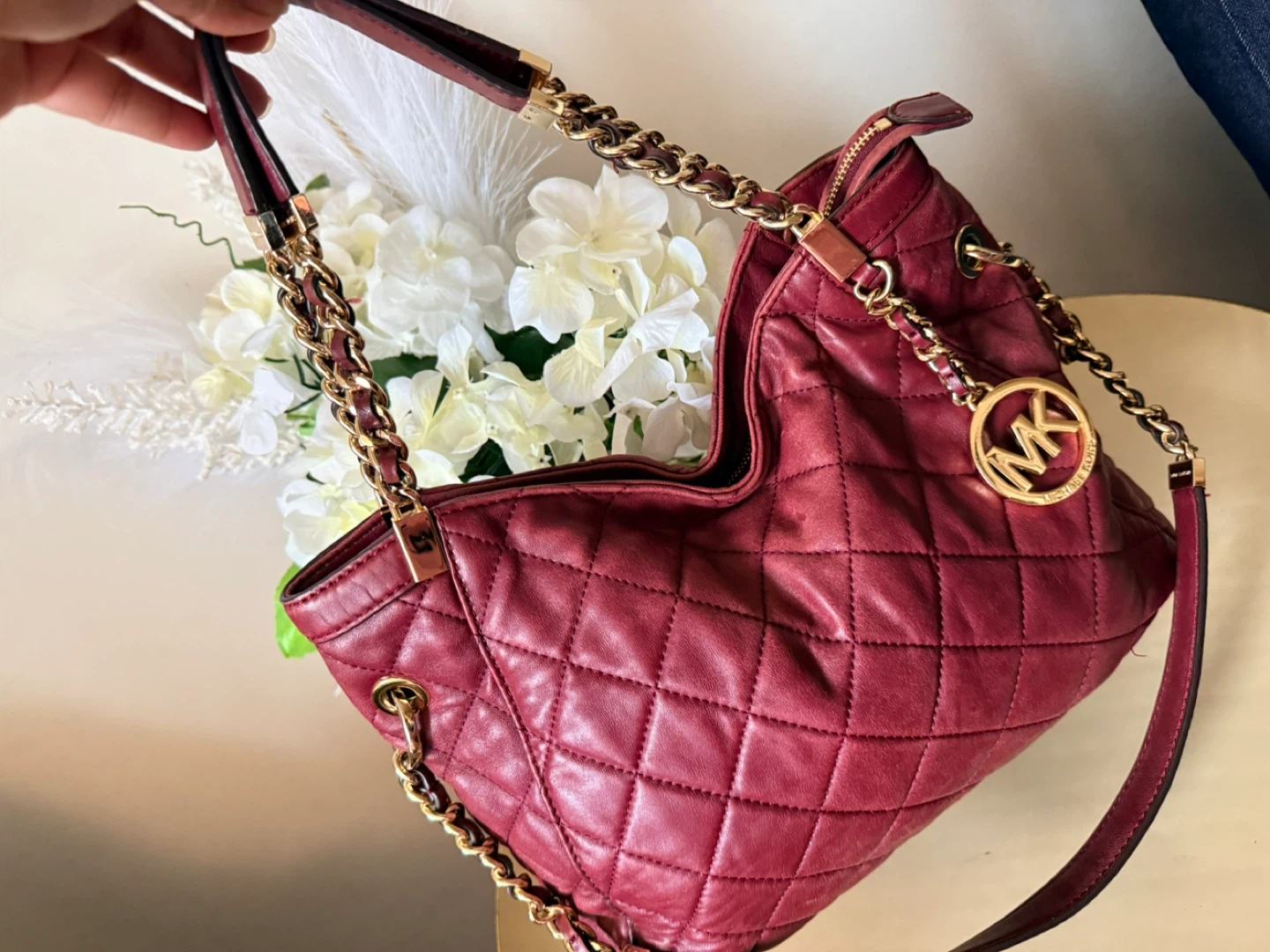 Michael Kors Quilted Leather Shoulder Bag - Burgundy - photo 2